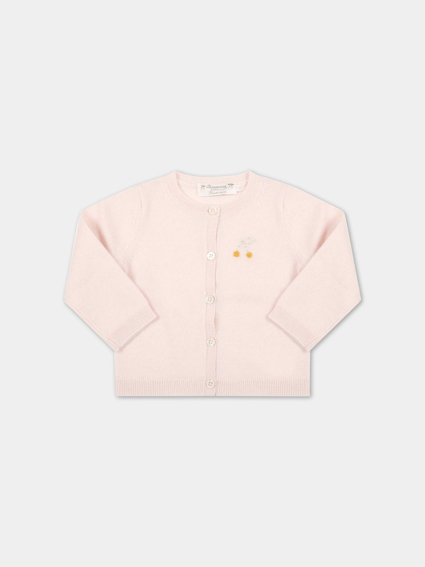 Cardigan rosa per neonata,Bonpoint,W02XCAKN0102 021
