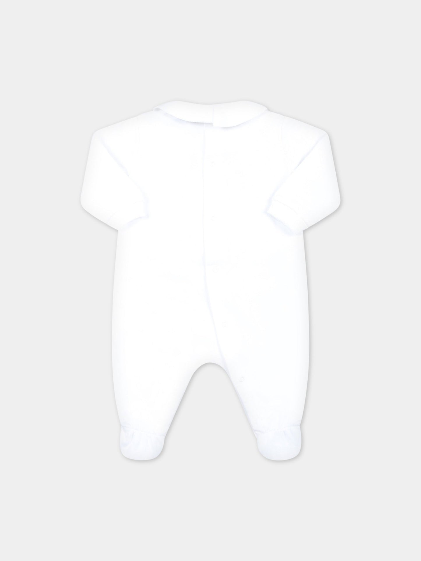 Tutina bianca per neonati con Teddy Bear e logo nero,Moschino Kids,MTY037 LDA00 10101