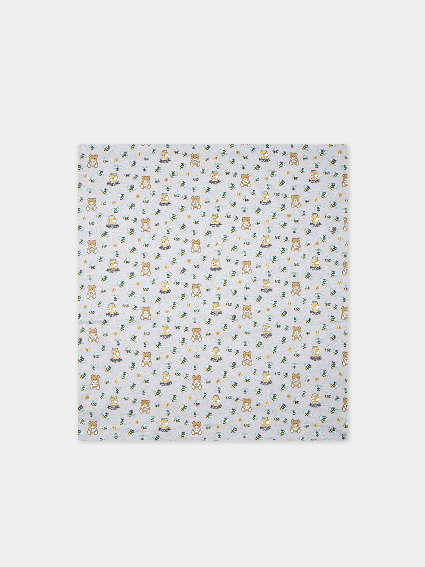 Coperta bianca per neonato con Teddy Bear e api,Moschino Kids,MUB00C LCB33 84481