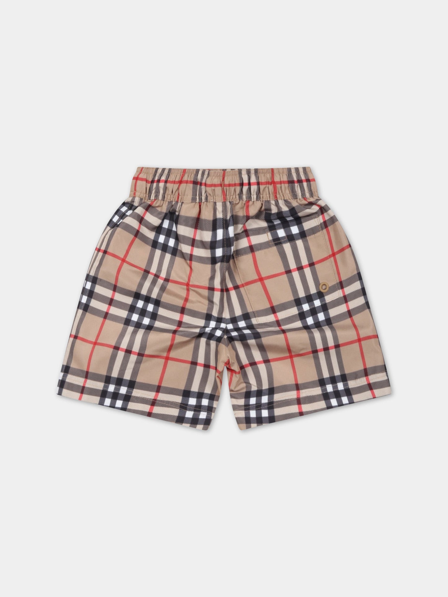 Boxer beige mare per neonato con iconico check vintage,Burberry Kids,8062273