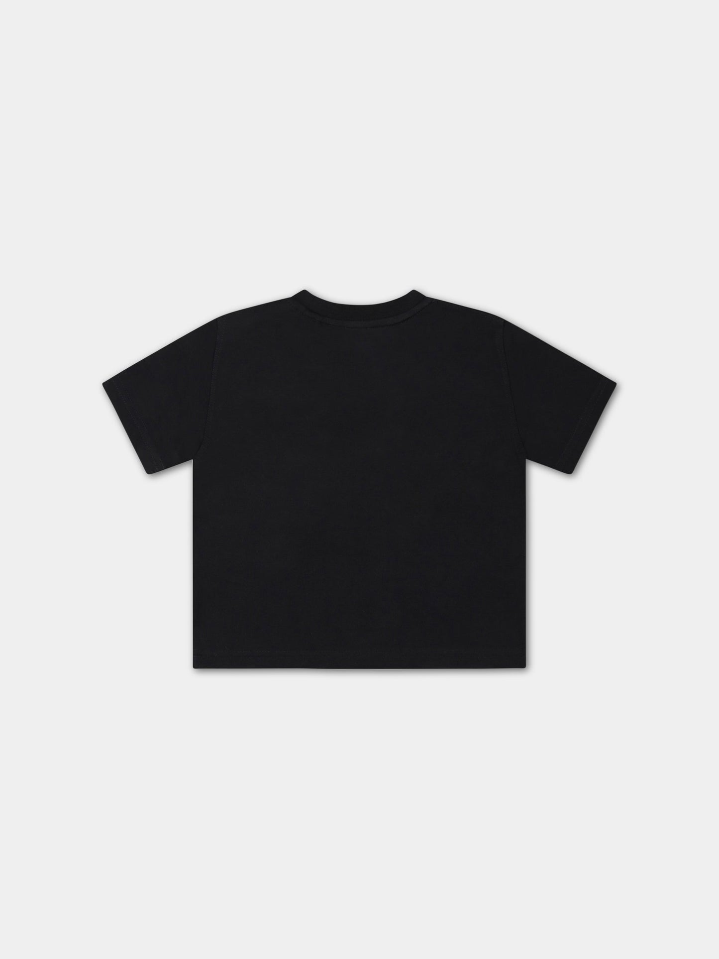 T-shirt nera per neonato con logo bianco,Burberry Kids,8064576