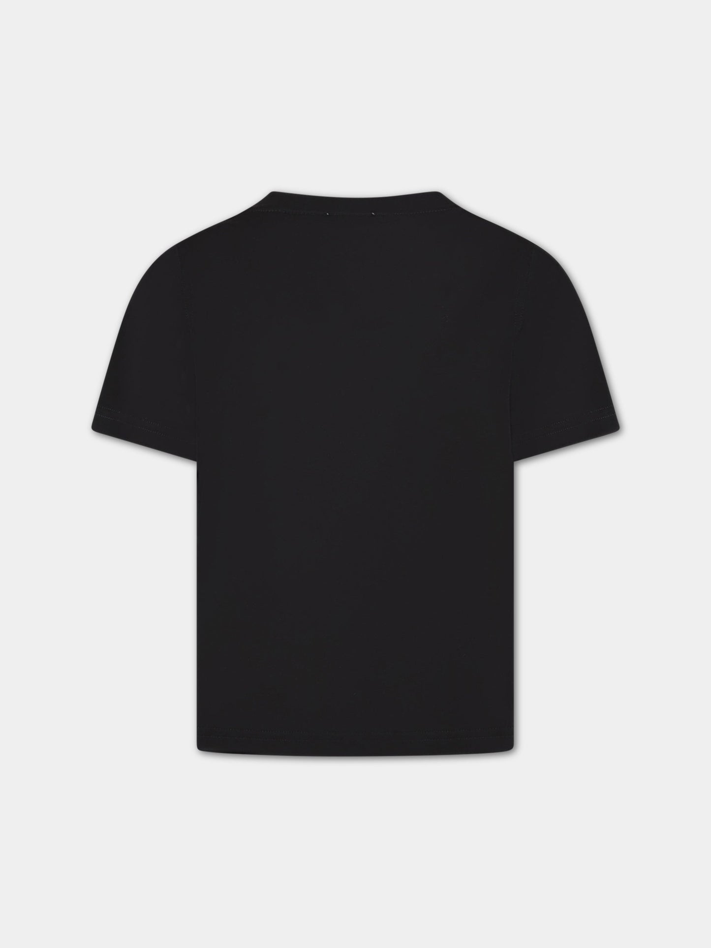 T-shirt nera per bambino con cavaliere equestre,Burberry Kids,8064571