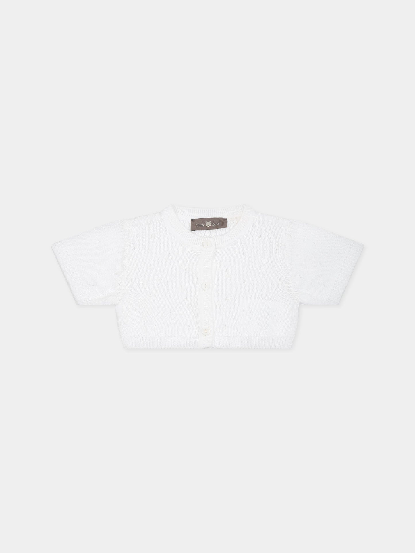 Cardigan bianco per neonata,Little Bear,6163 BIANCO