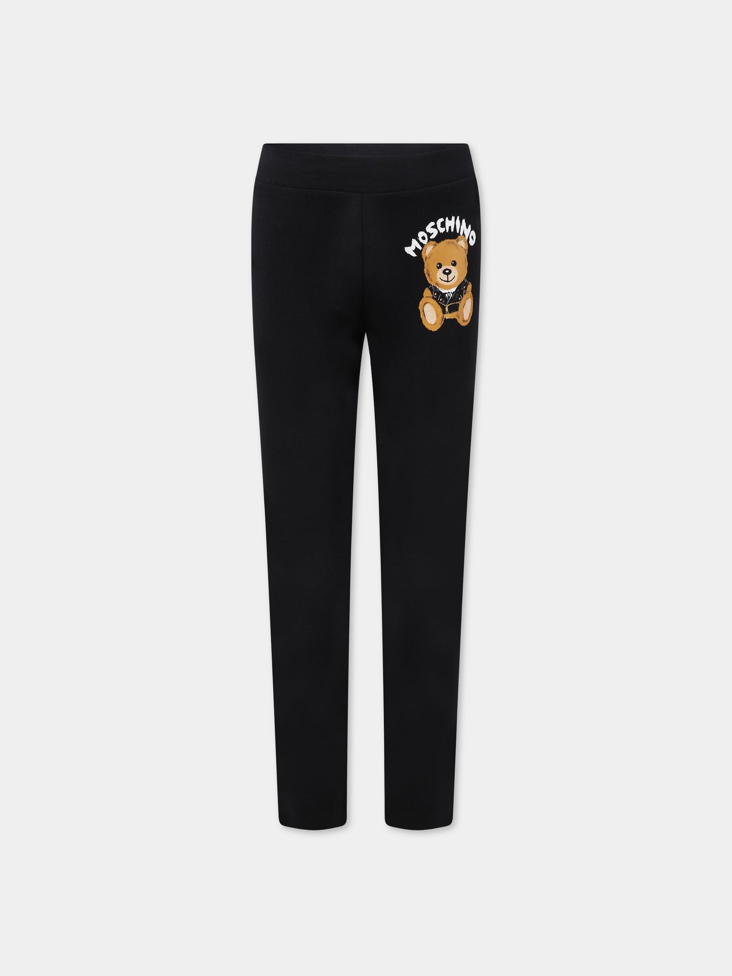 Leggings nero per bambina con Teddy Bear e logo,Moschino Kids,HKP047 LBA12 60100