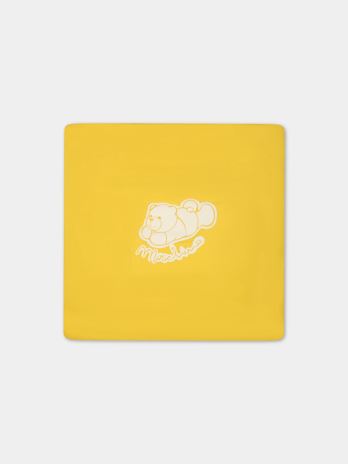 Coperta gialla per neonati con Teddy Bear e logo,Moschino Kids,MTB005 LDB5A 82574