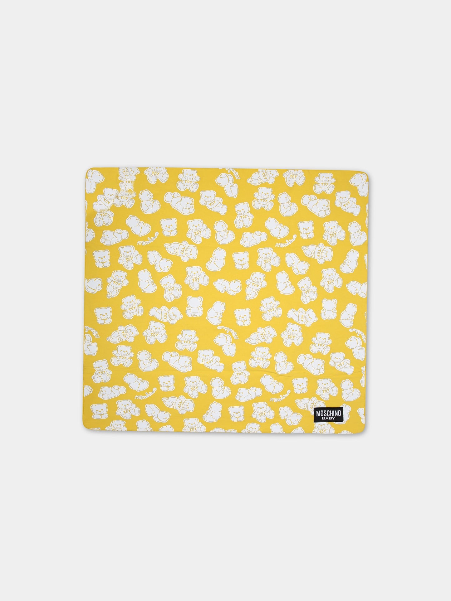 Coperta gialla per neonati con Teddy Bear e logo,Moschino Kids,MTB005 LDB5A 82574