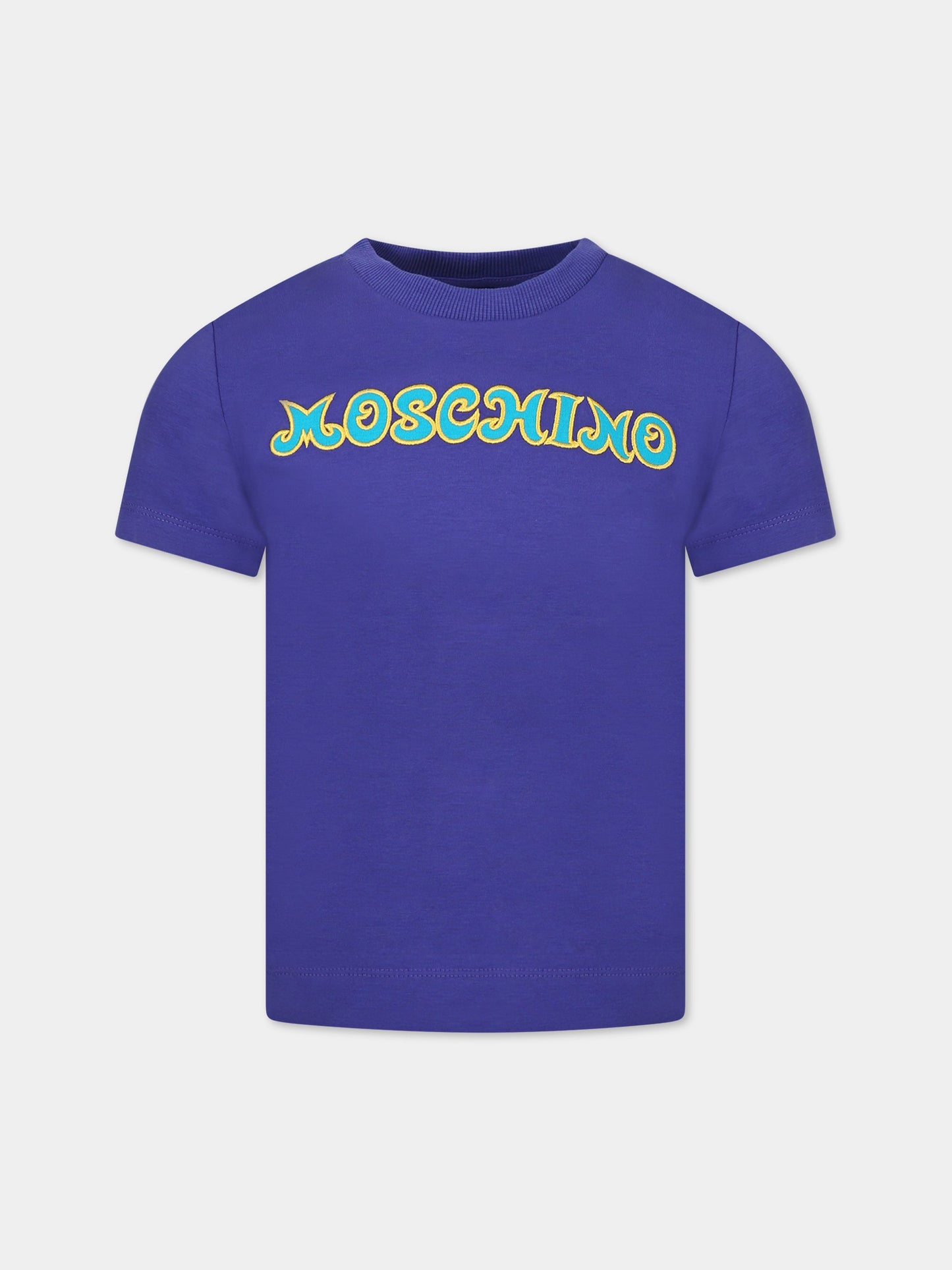 T-shirt viola per bambino con logo,Moschino Kids,HPM03L LBA11 50910
