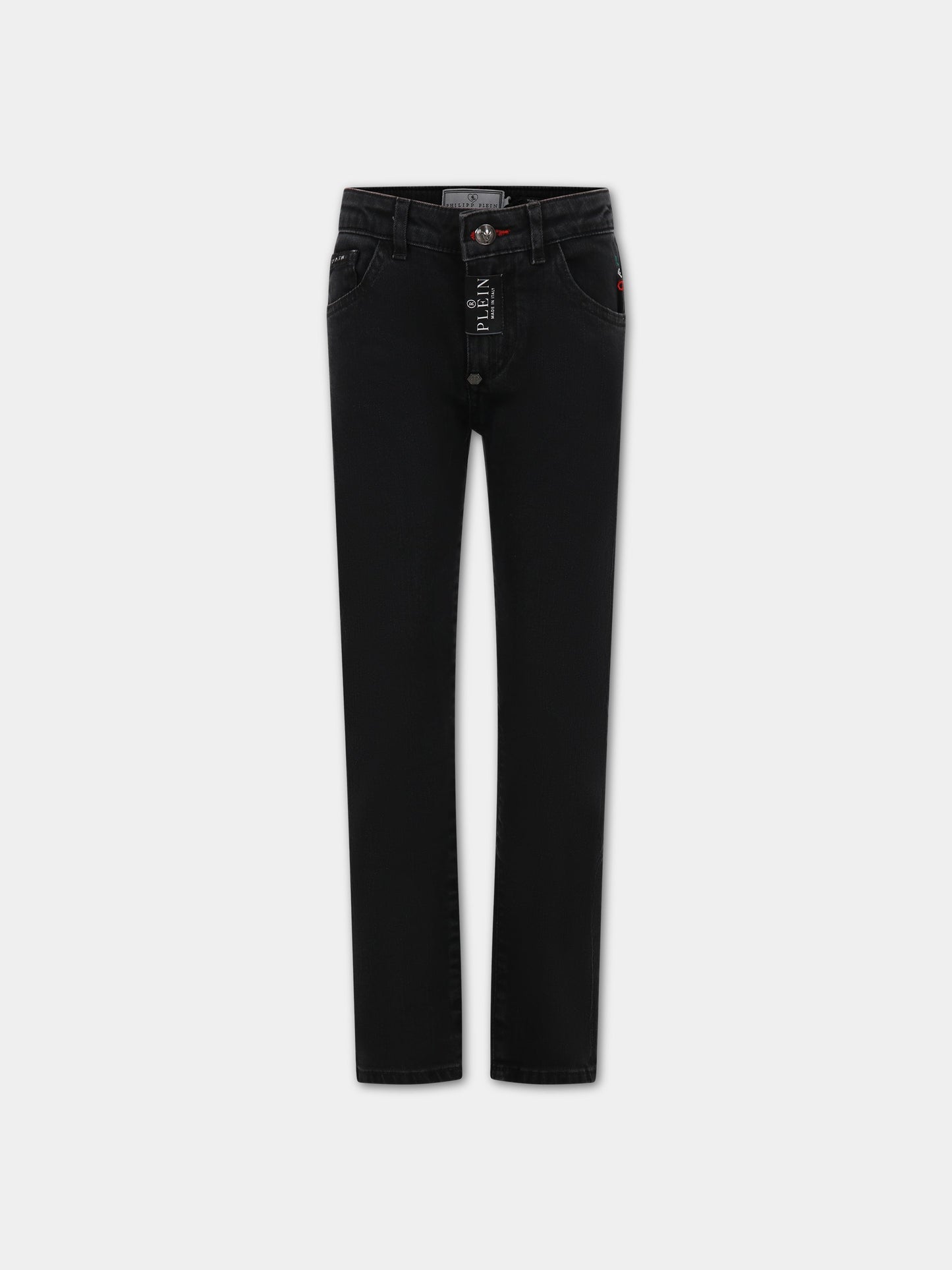 Jeans neri per bambino con logo,Philipp Plein Junior,2NP000 LXE33 84288