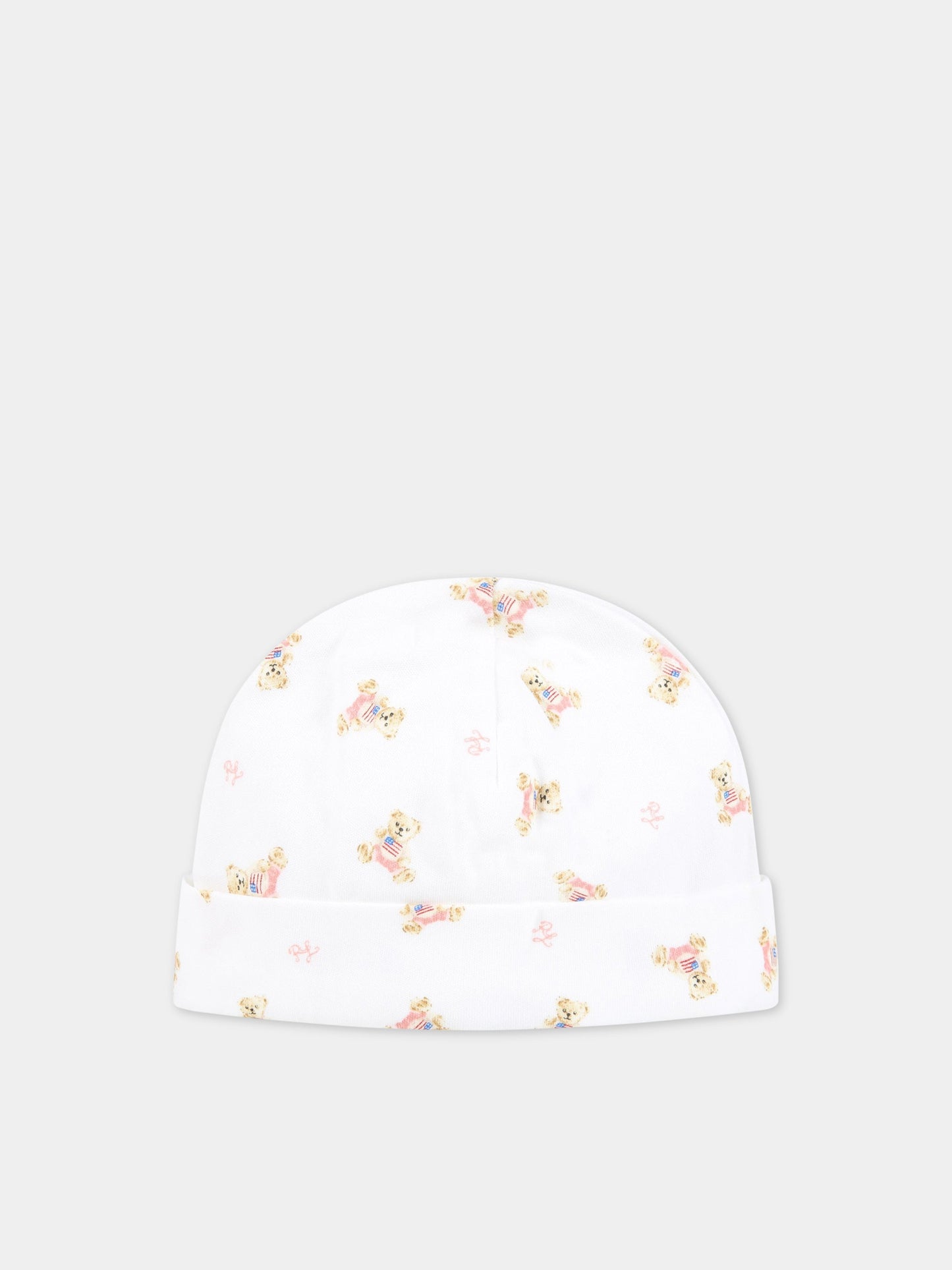 Cappello bianco per neonata con orsetti,Ralph Lauren Kids,682713001