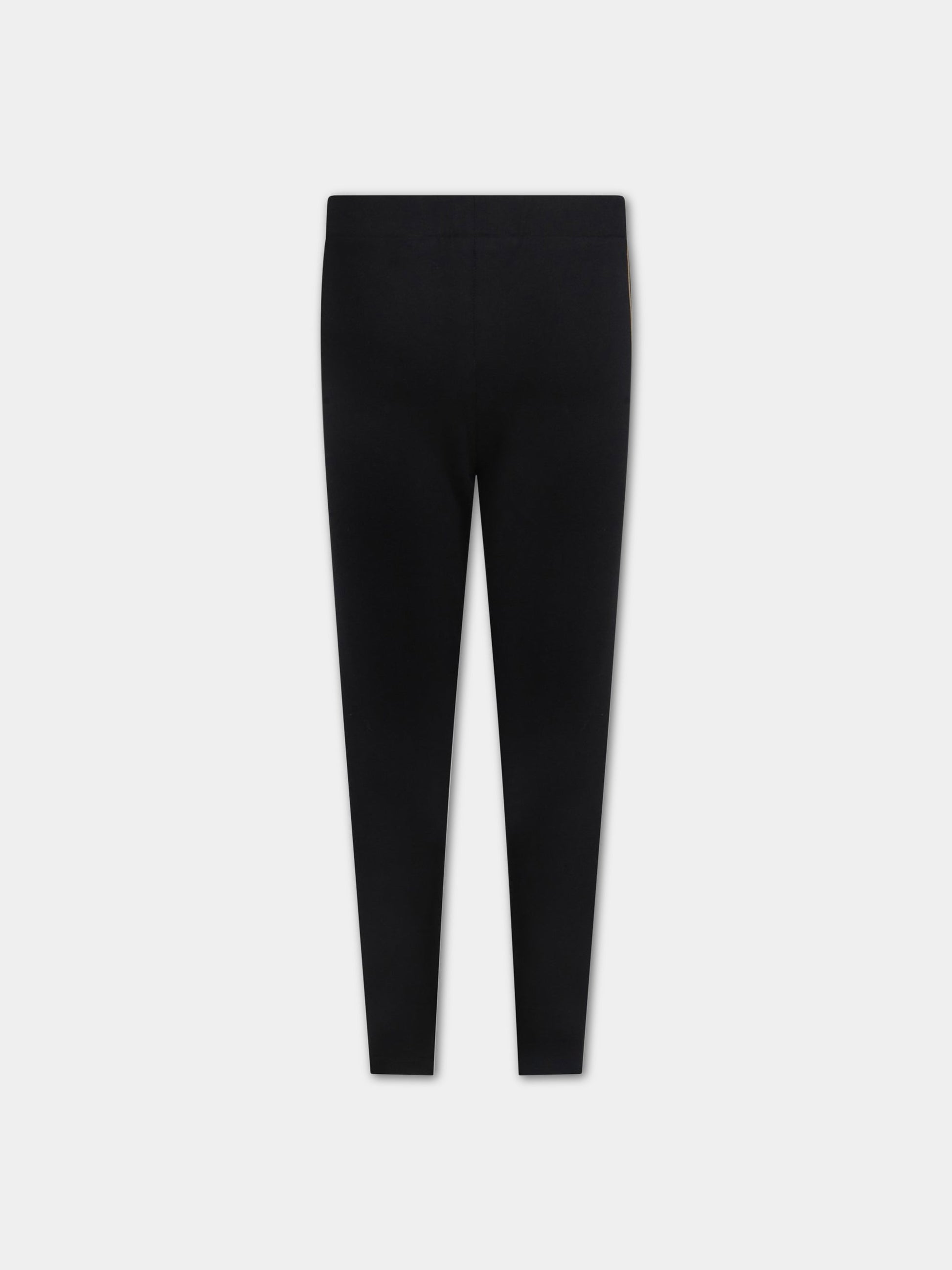 Leggings nero per bambina con loghI,Balmain Kids,6O6150 OB690 9300R