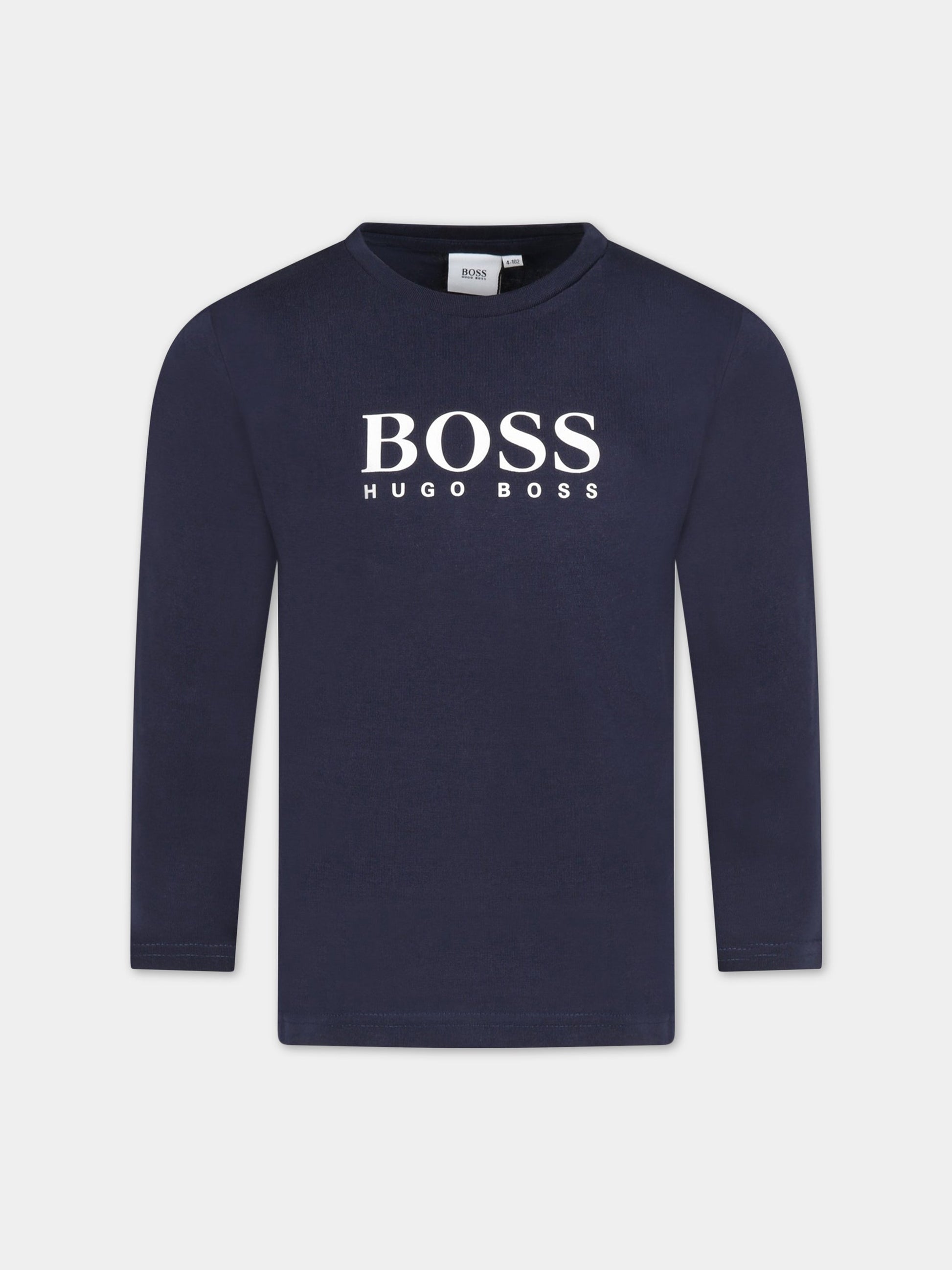 T-shirt blu per bambino con logo,Hugo Boss,J25P21 849