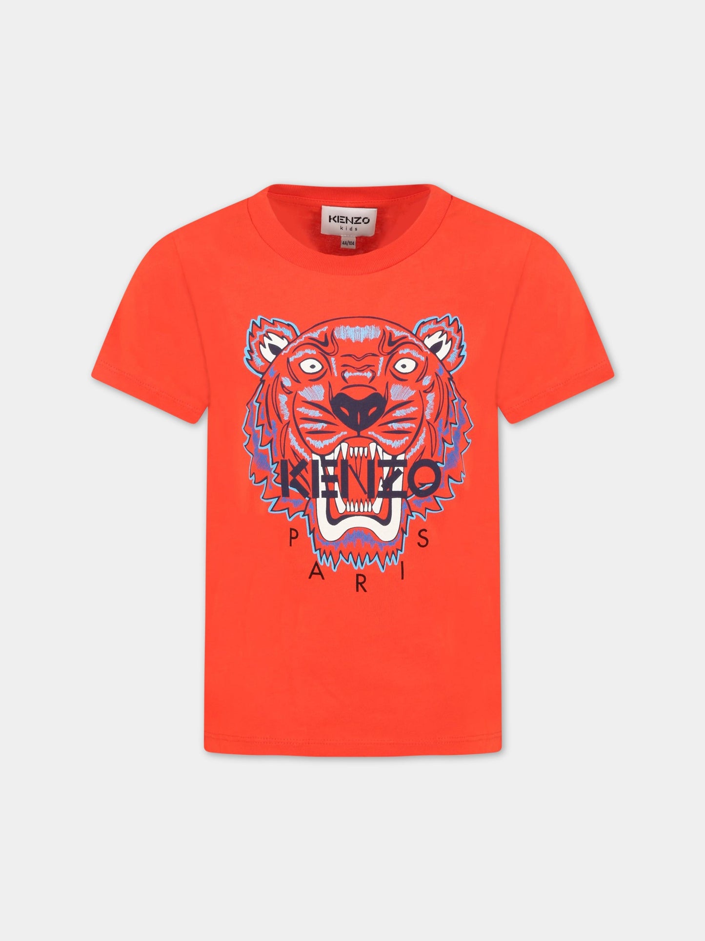 T-shirt rossa per bambino con iconica tigre,Kenzo Kids,K25100 971