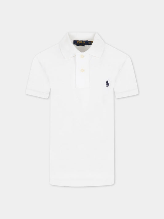 Polo bianca per bambini con iconico cavallino,Ralph Lauren Kids,547926002