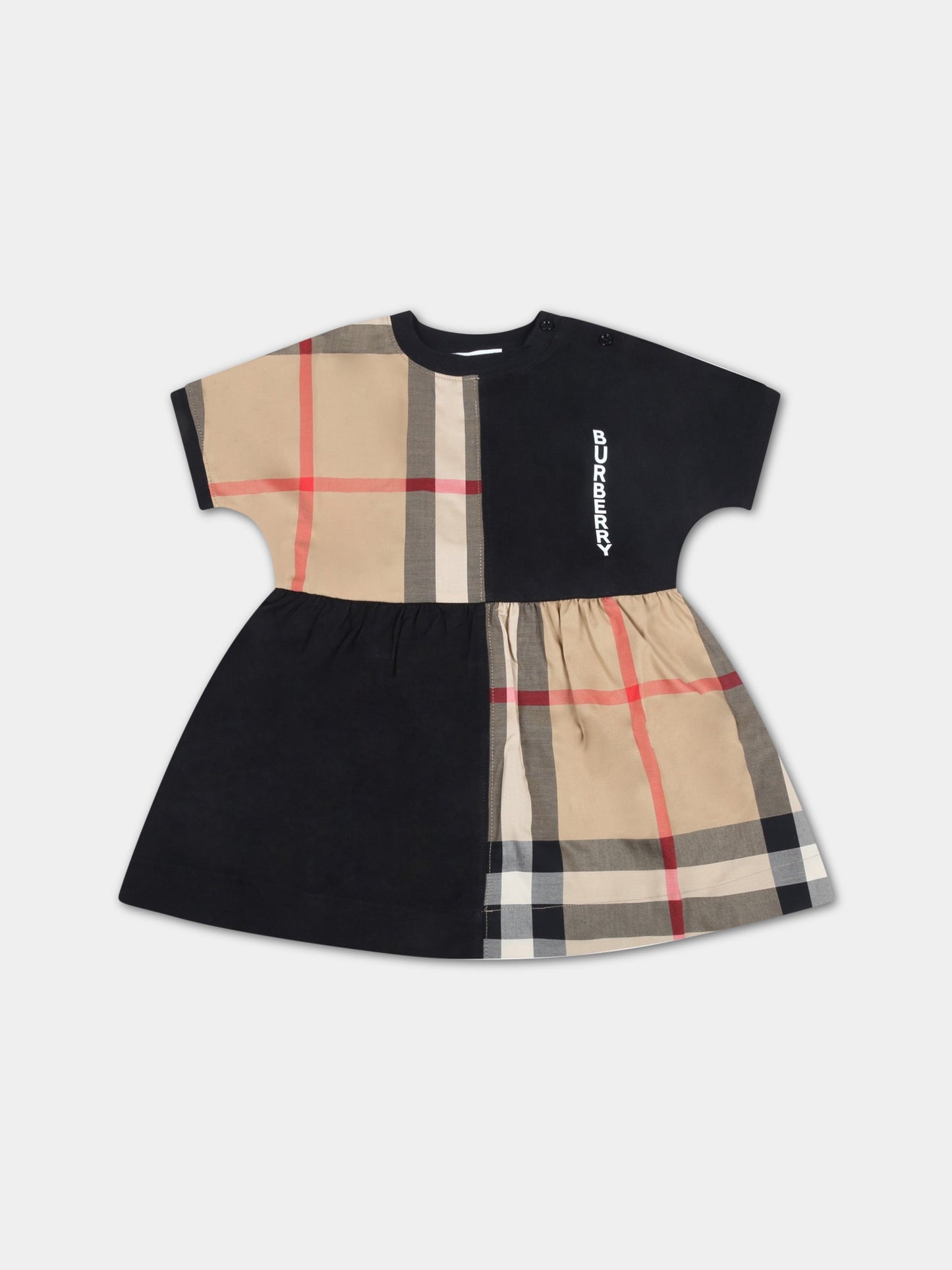 Vestito nero per neonata con logo,Burberry Kids,8048627