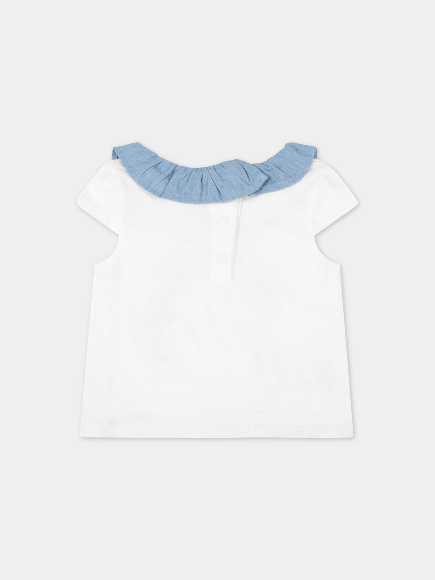 T-shirt bianca per neonata con rouche,Carrement Beau,Y05172 N48