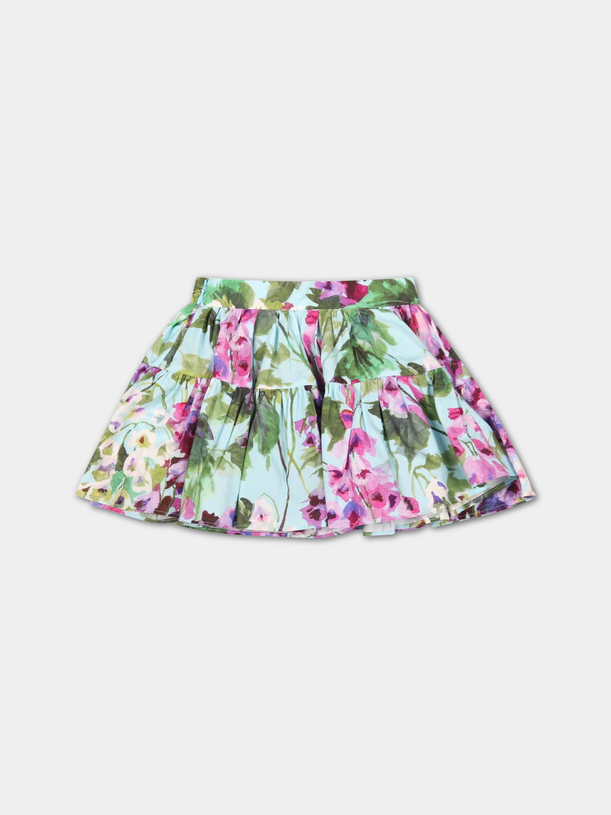 Gonna celeste per neonata con campanule,Dolce & Gabbana Kids,L24I19 HS5MG HC3JB