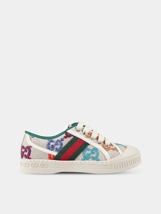 Sneakers beige per bambini con doppia GG,Gucci Kids,682230/29 UFTA0 8467