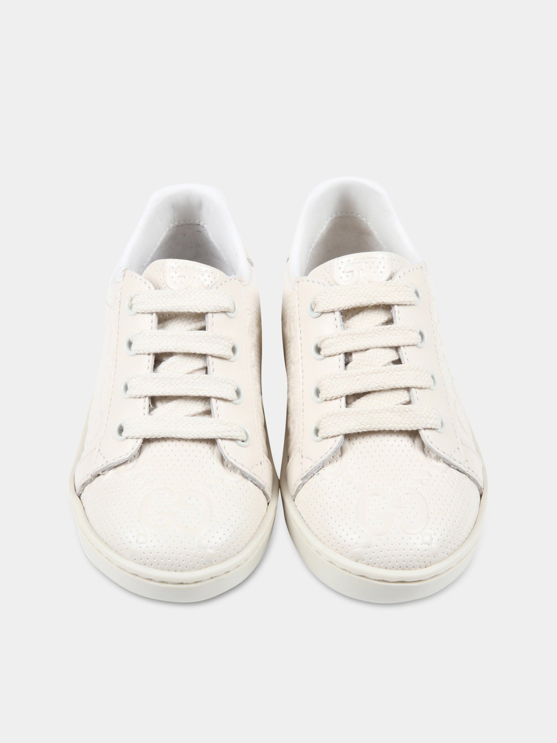 Snearkers beige per neonati con doppia GG,Gucci Kids,681375/77 UMT20 9022