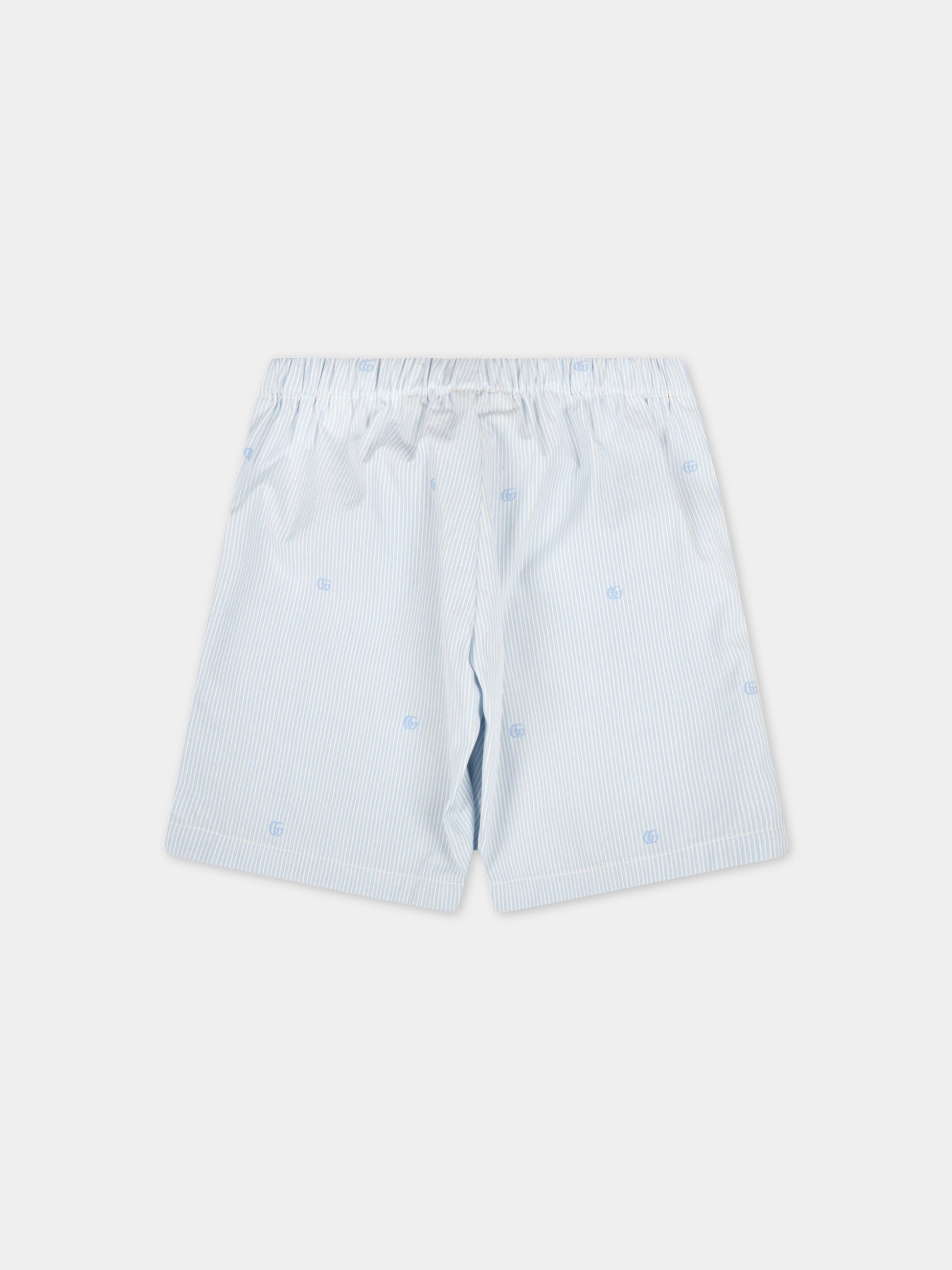 Shorts azzurri per neonato con doppie GG,Gucci Kids,672375 XWARD 4043