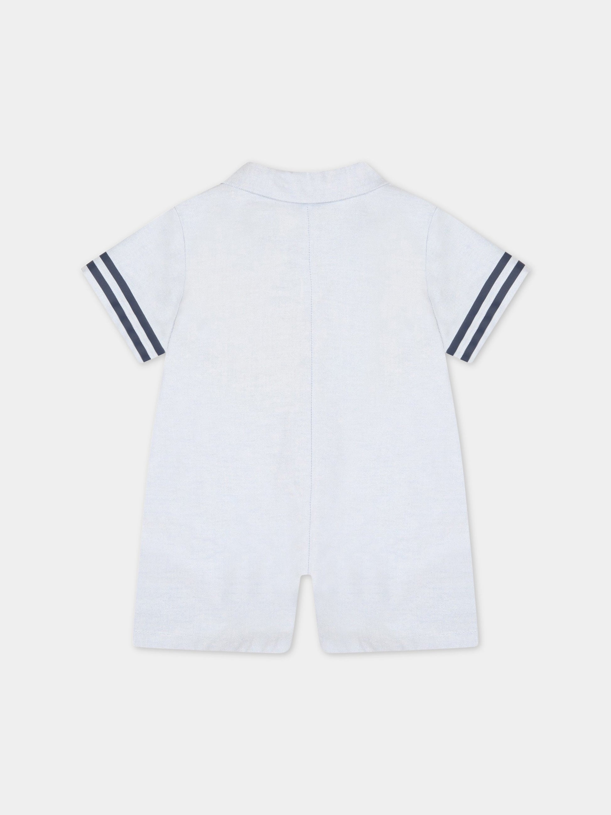 Pagliaccetto celeste per neonato con numero 25 e logo blu,Gucci Kids,677688 XWARI 4910