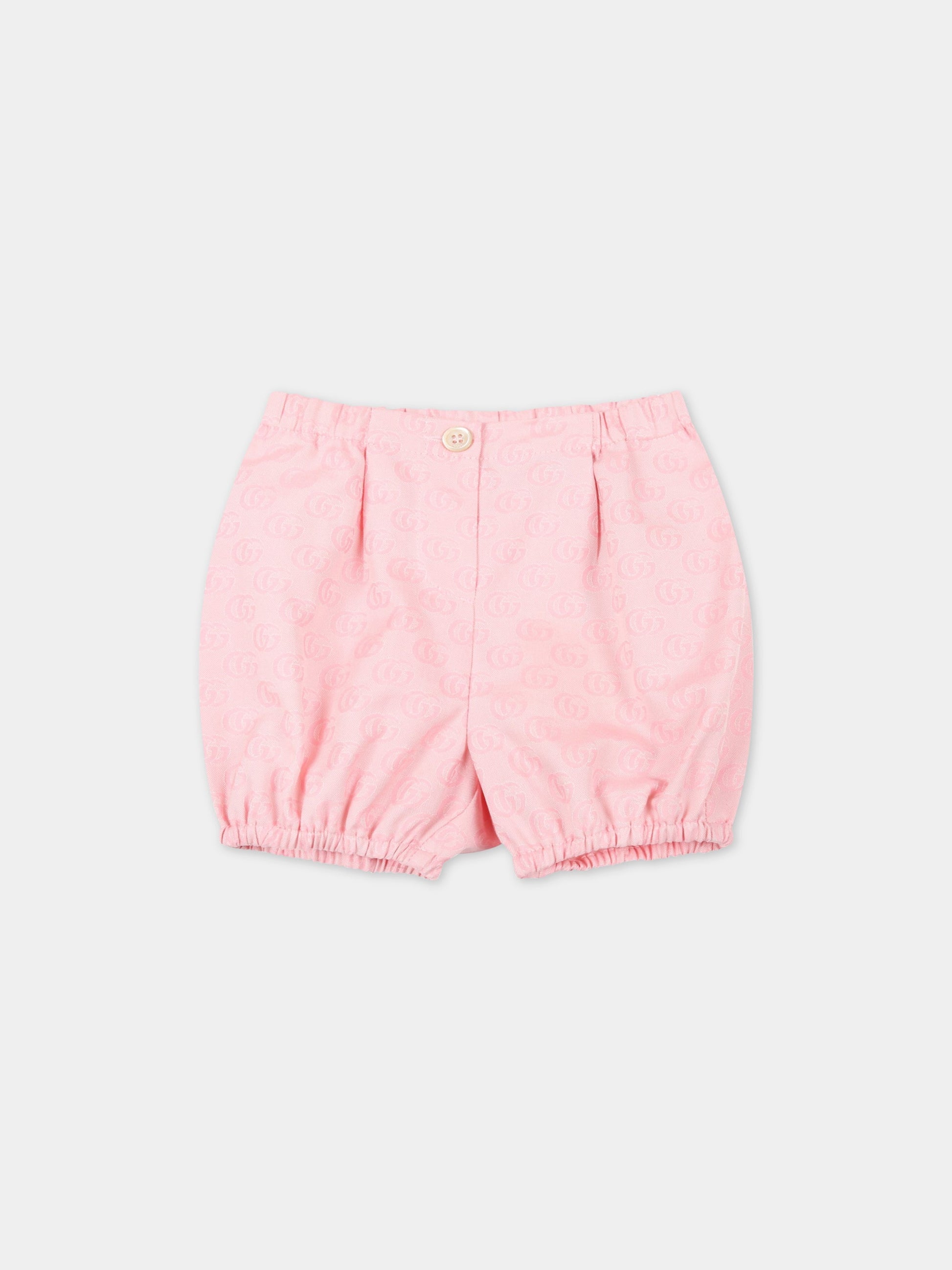 Short rosa per neonata con doppia GG,Gucci Kids,680899 XWAQ4 5817