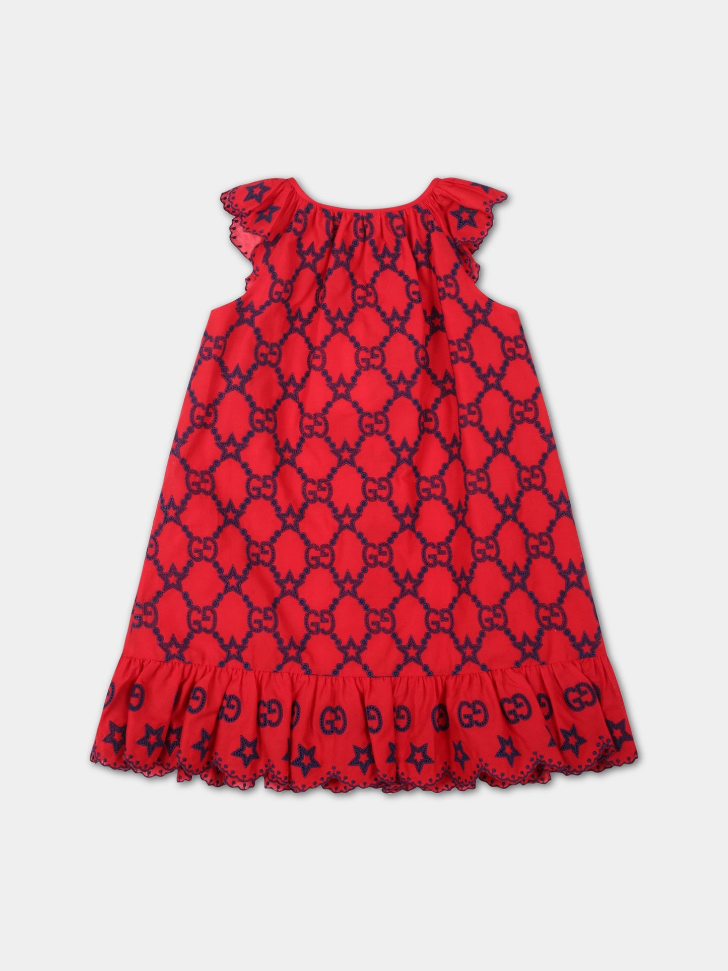 Vestito rosso per neonata con doppia GG,Gucci Kids,673564 ZAHX3 6414