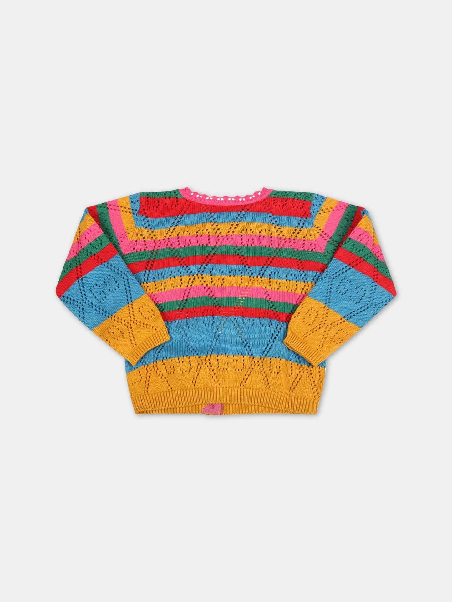 Cardigan multicolor per neonata con doppie GG,Gucci Kids,677012 XKB7F 5152