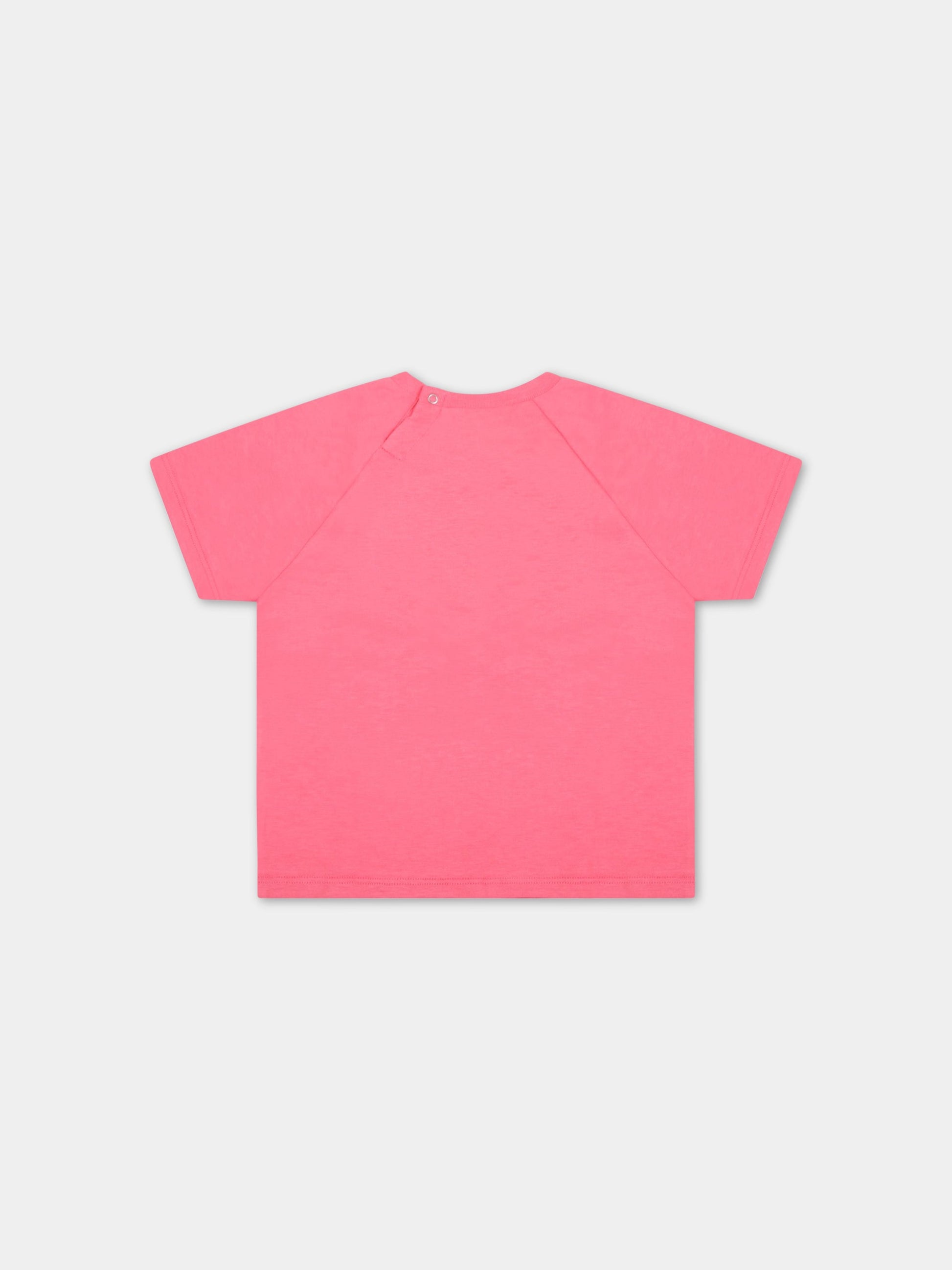 T-shirt rosa per neonata con loghi,Gucci Kids,600127 XJDZ7 5504