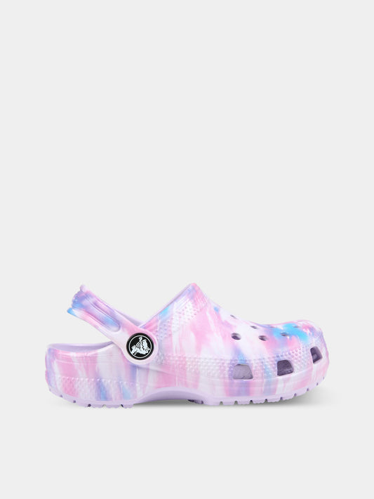 Sabot tie-dye per bambina con logo,Crocs,207596 90H