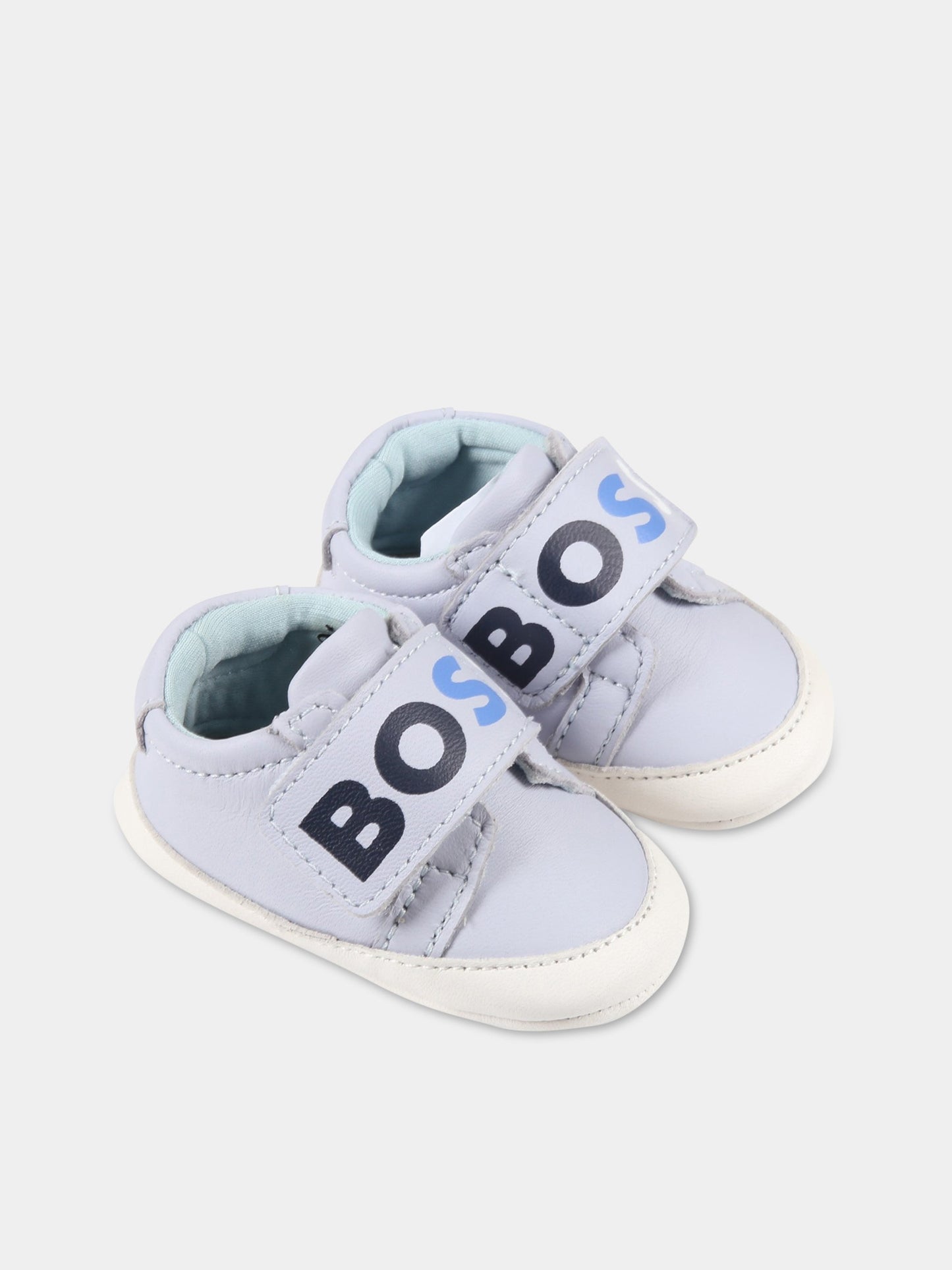 Scarpe celesti per neonato con logo,Hugo Boss,J99112 771