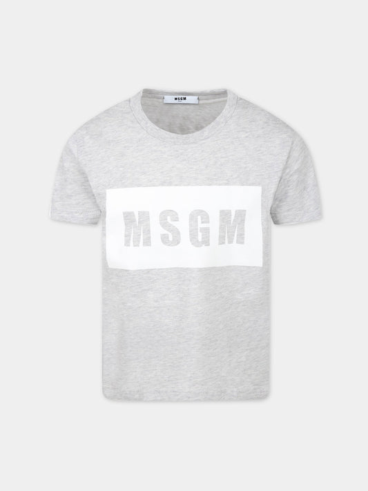 T-shirt grigia per bambini con logo,Msgm Kids,MS028727 107