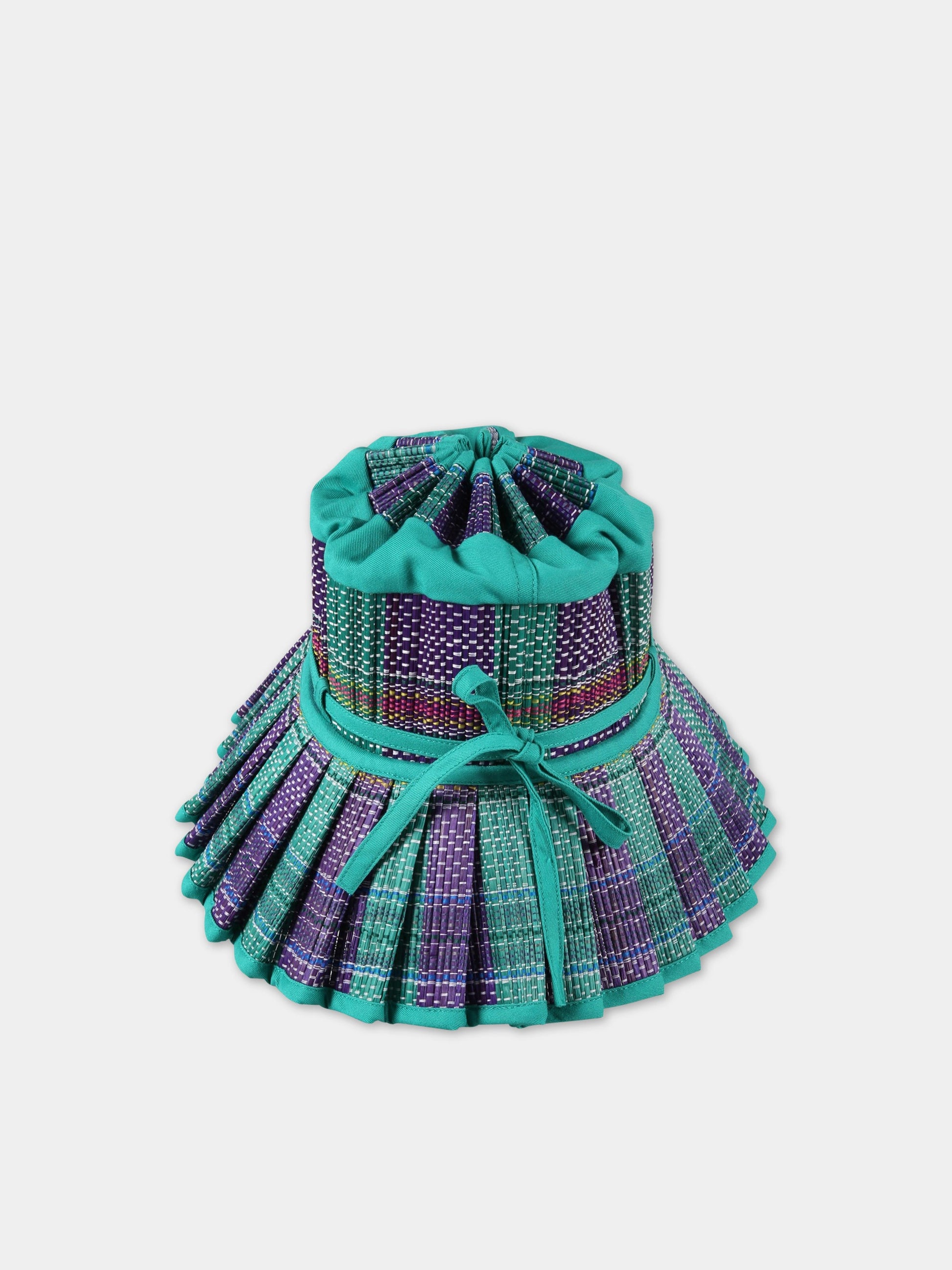 Cappello verde Capri per bambina con dettagli viola,Lorna Murray,CAPRI MEXICO