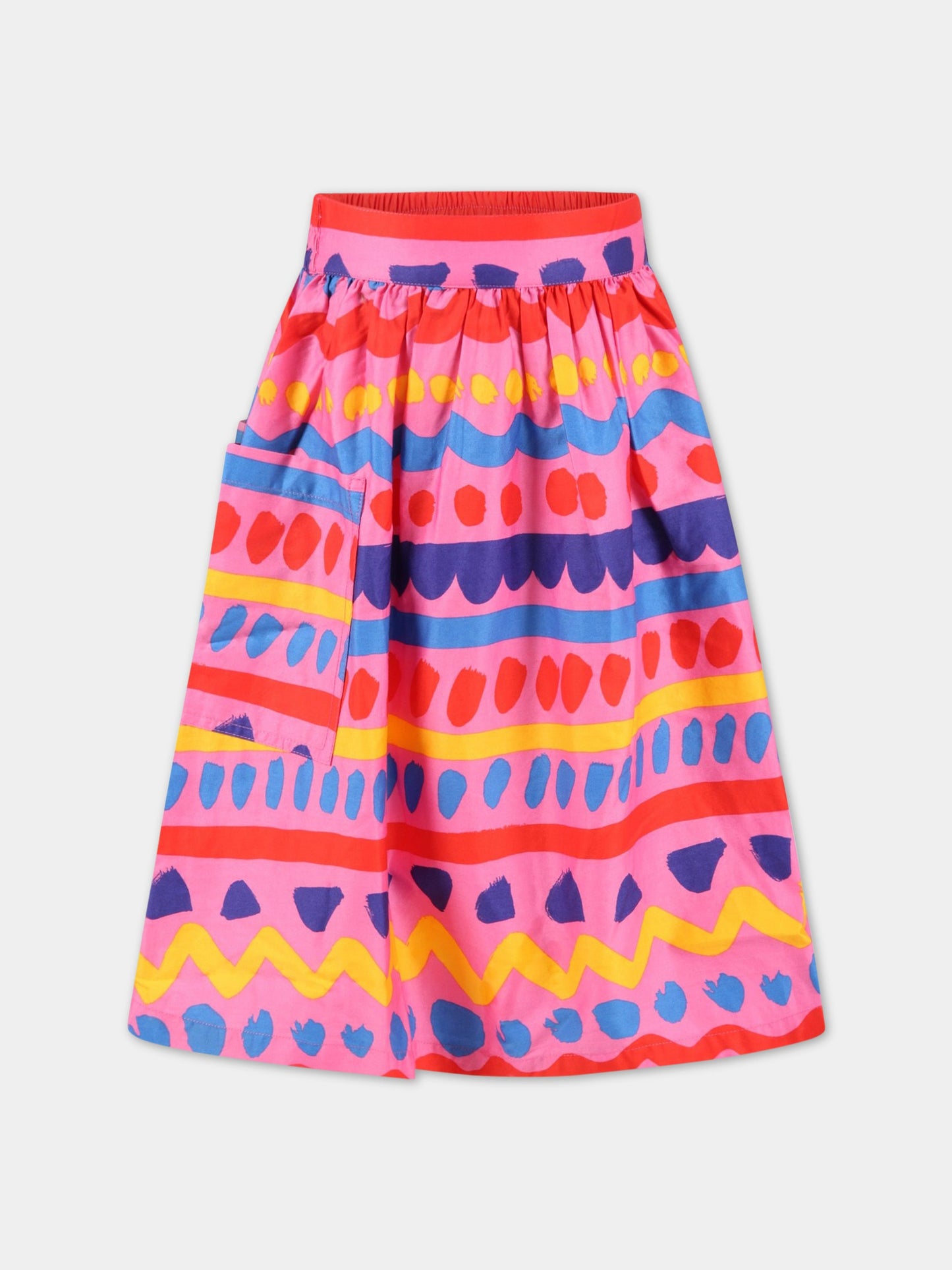 Gonna fucsia per bambina con stampe colorate,Stella Mccartney Kids,8Q7AB0 Z0146 999MC