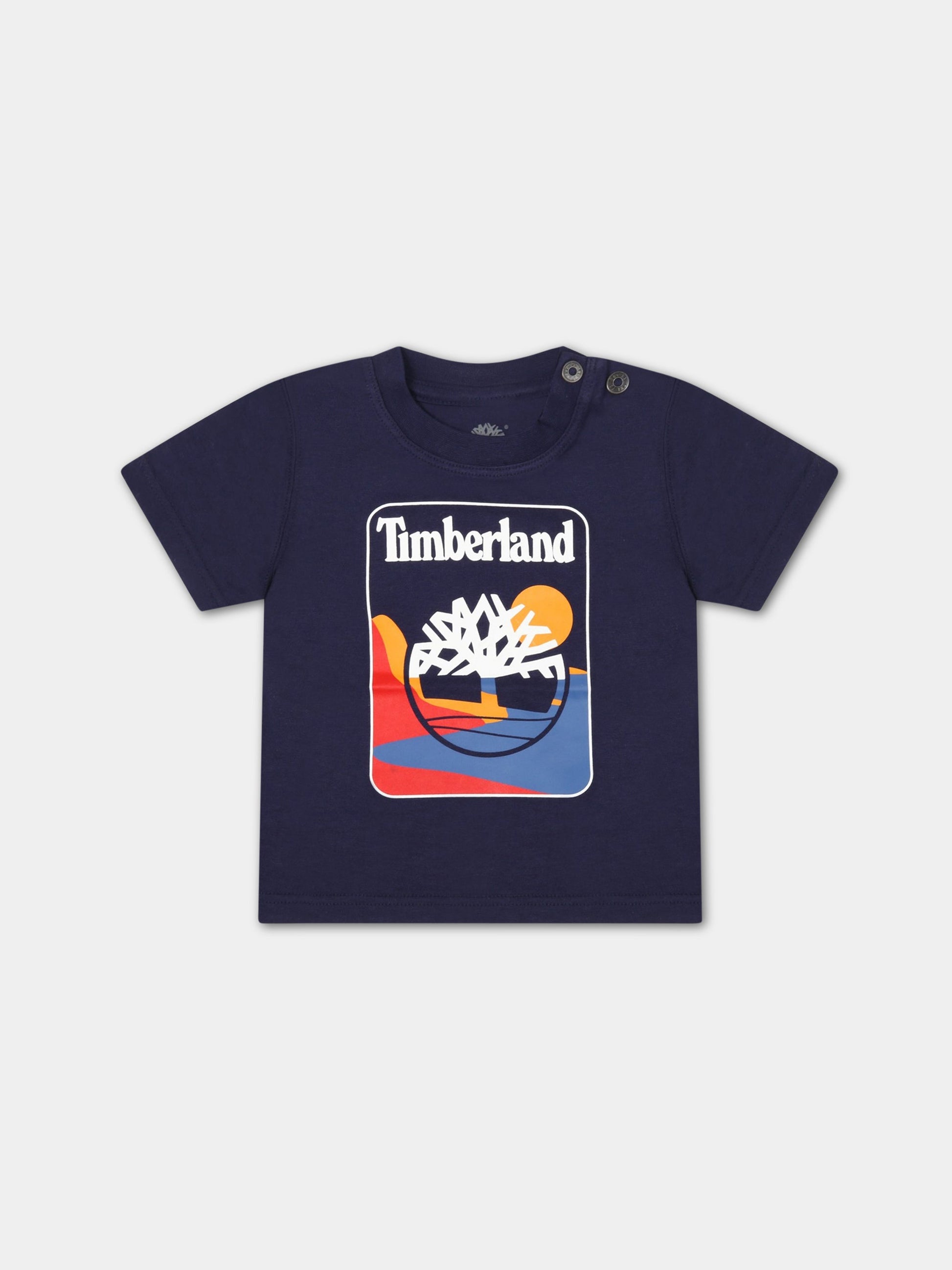 T-shirt blu per neonato con logo,Timberland,T05K42 85T