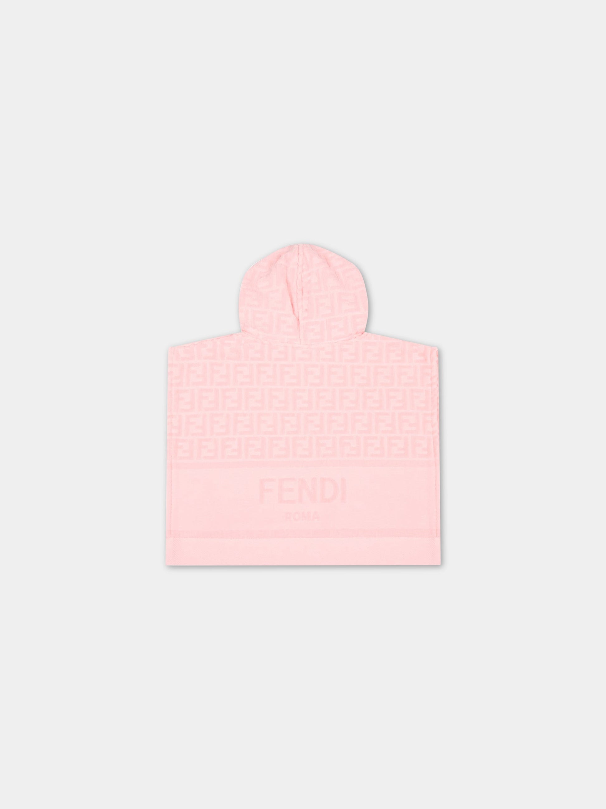 Poncho rosa per neonata con logo,Fendi Kids,BUS052 AIP2 F0QD1