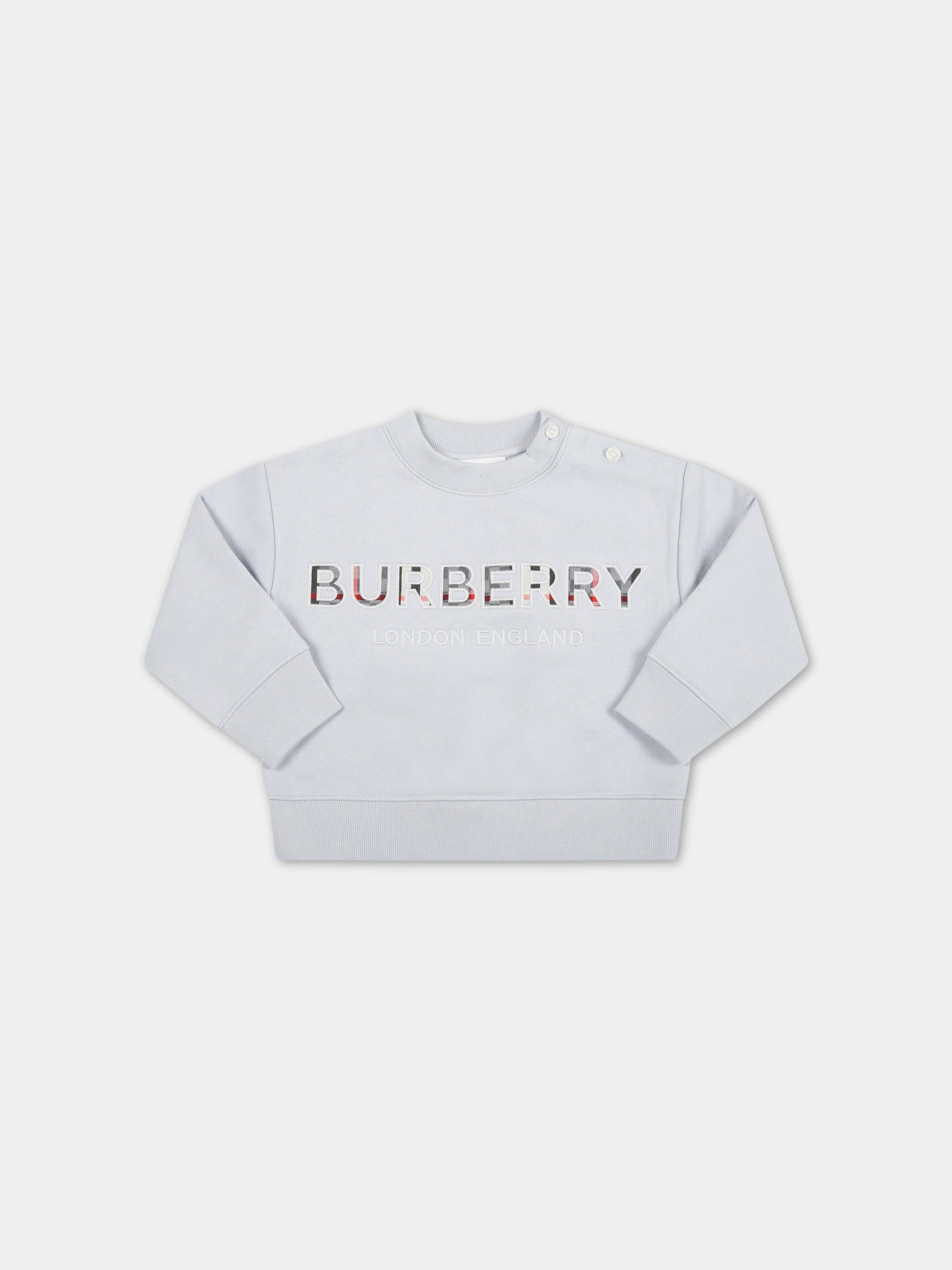 Felpa celeste per neonato con logo,Burberry Kids,8047908