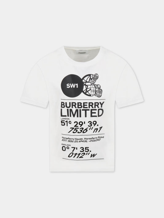 T-shirt bianca per bambini con logo,Burberry Kids,8053790