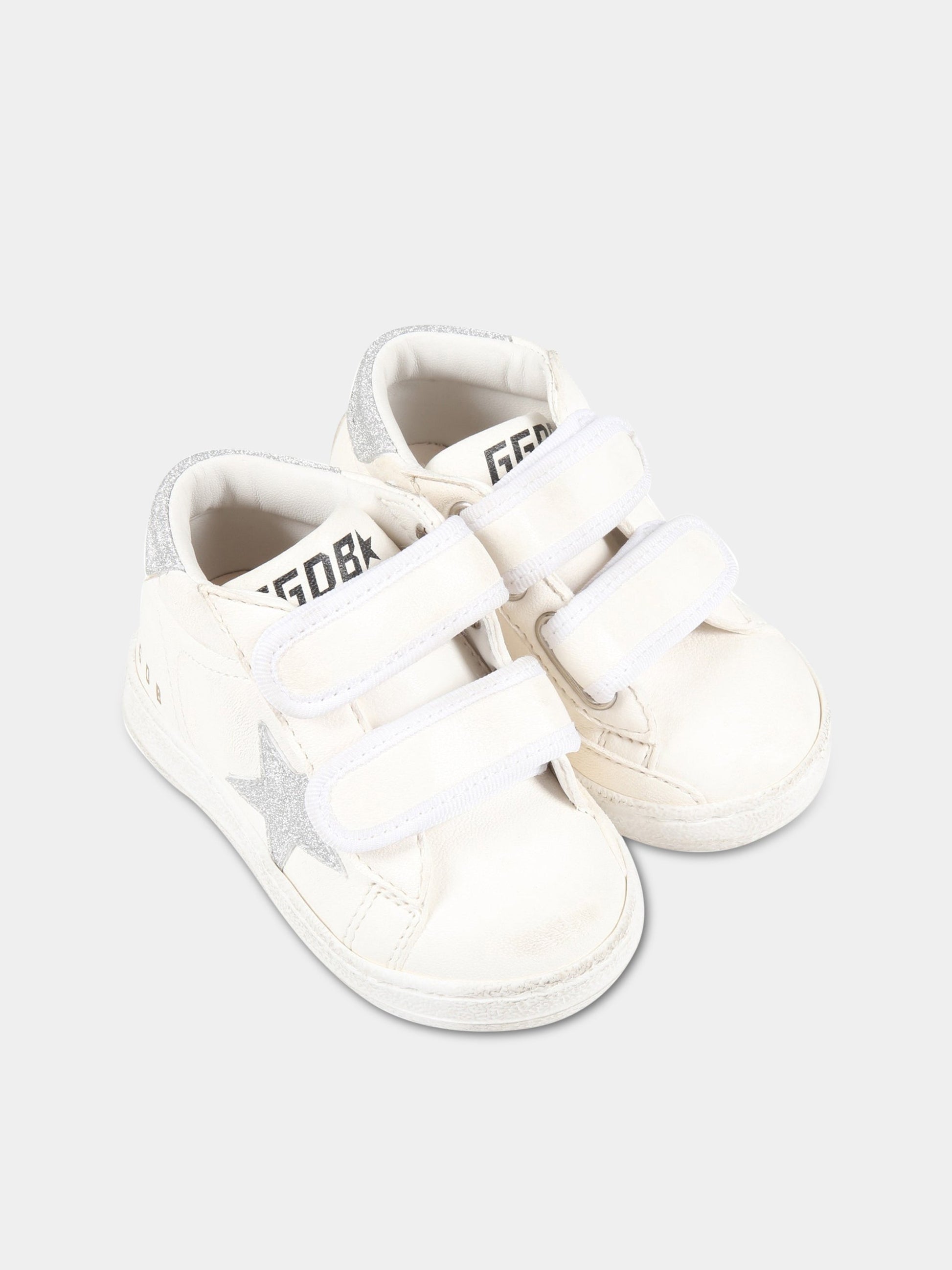 Sneakers bianche per bambina con stella e logo,Golden Goose,GJF00386 F003323 80185