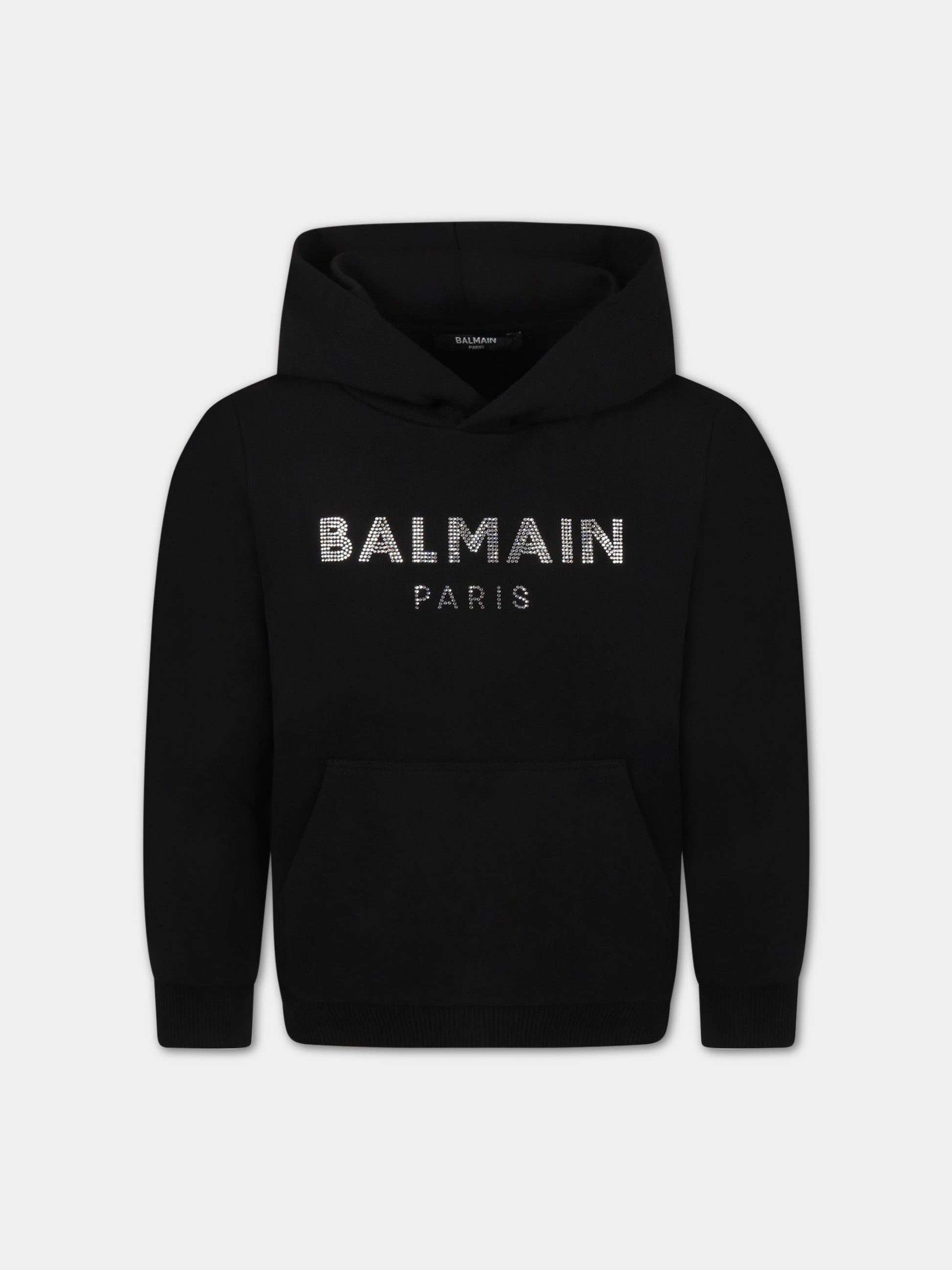 Felpa nera per bambina con logo,Balmain Kids,6R4B00 Z0739 930