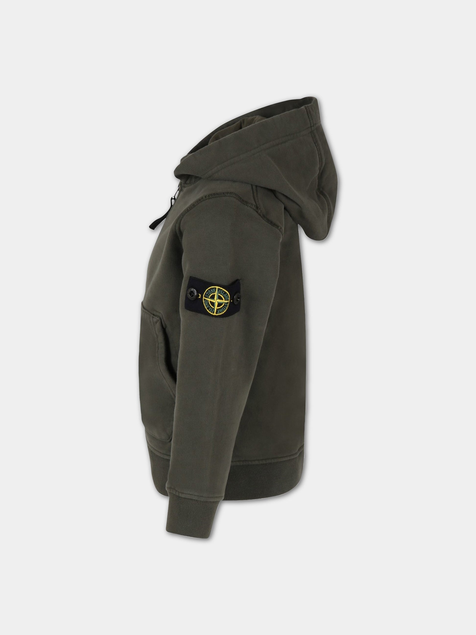 Felpa verde per bambino con iconico patch,Stone Island Junior,771660740 V0058