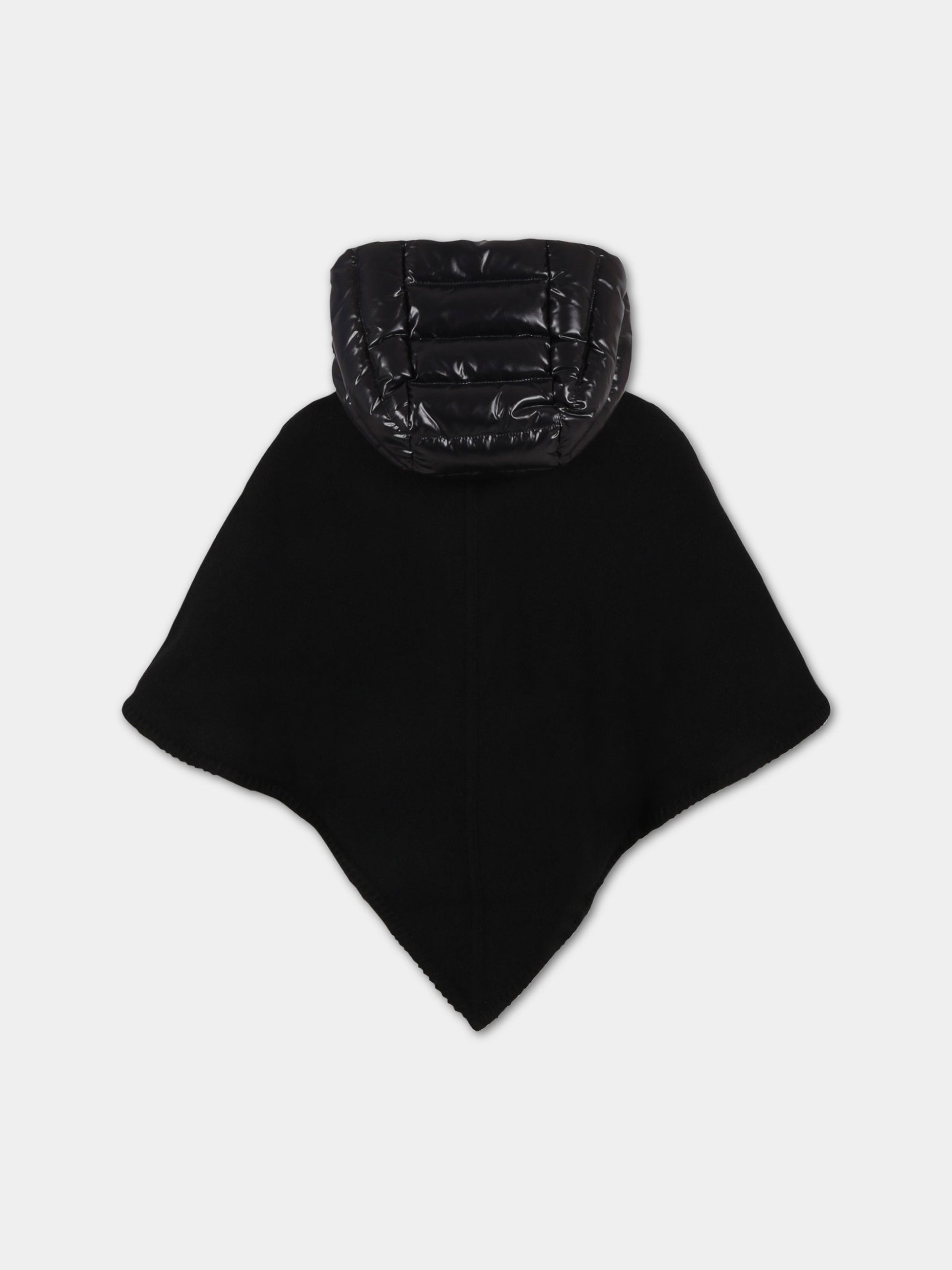 Poncho nero per bambini con patch logato e logo ricamato,Moncler Kids,954 3G00001 0U077 999