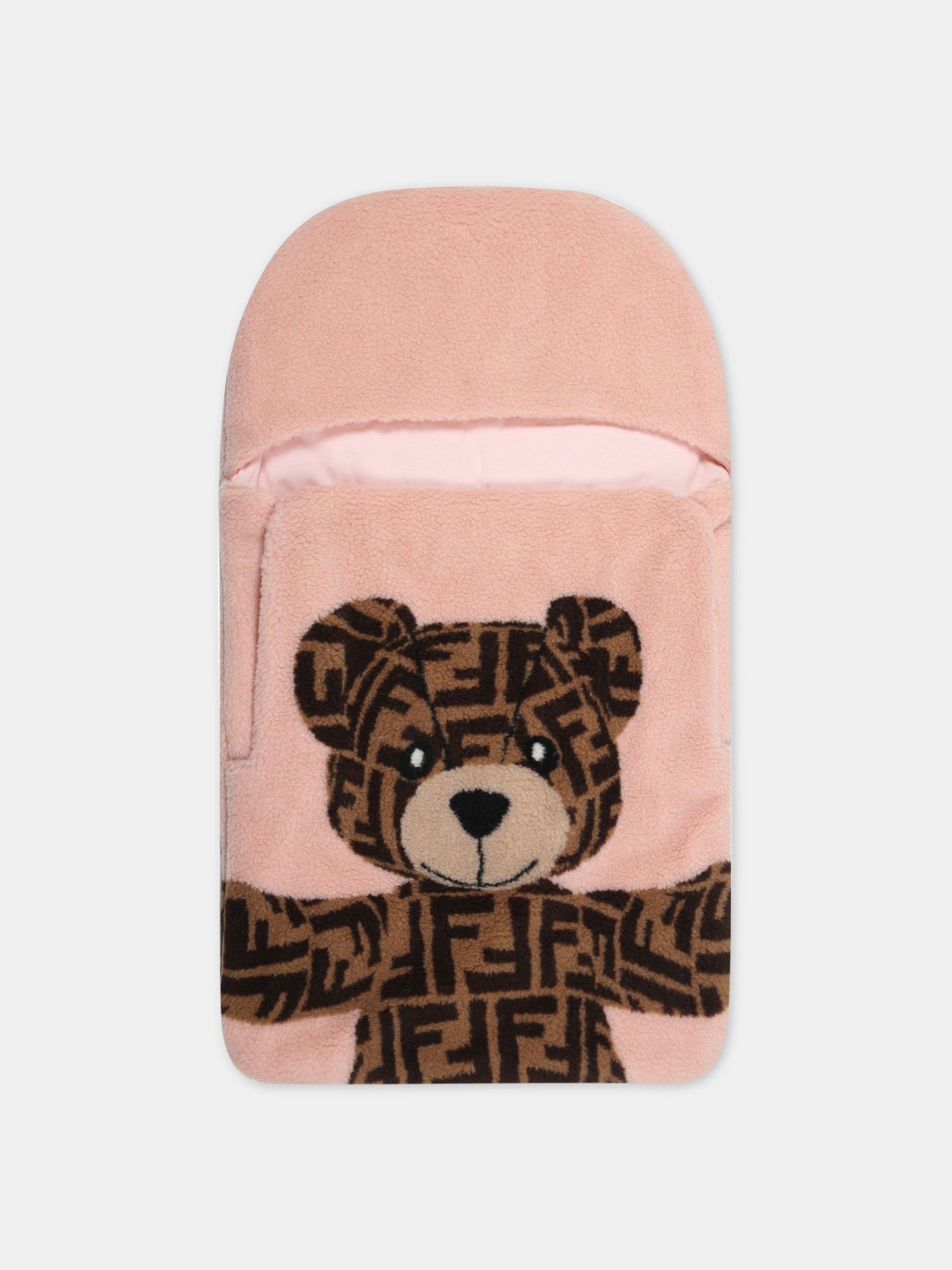 Sacco nanna rosa per neonata con orso,Fendi Kids,BUJ223 AJ2N F19J0