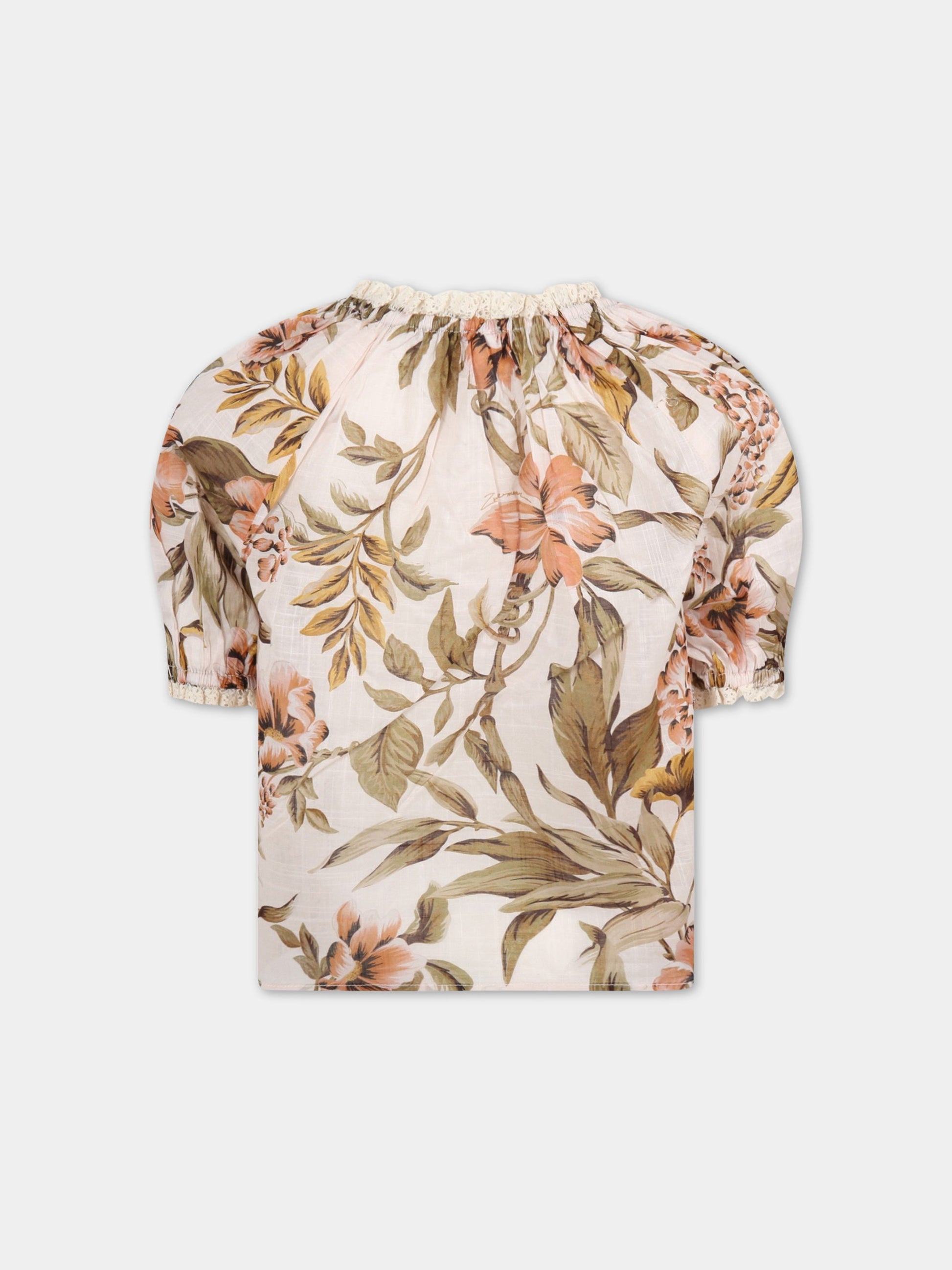 Blusa rosa per bambina con fiori,Zimmermann,4131TSS221