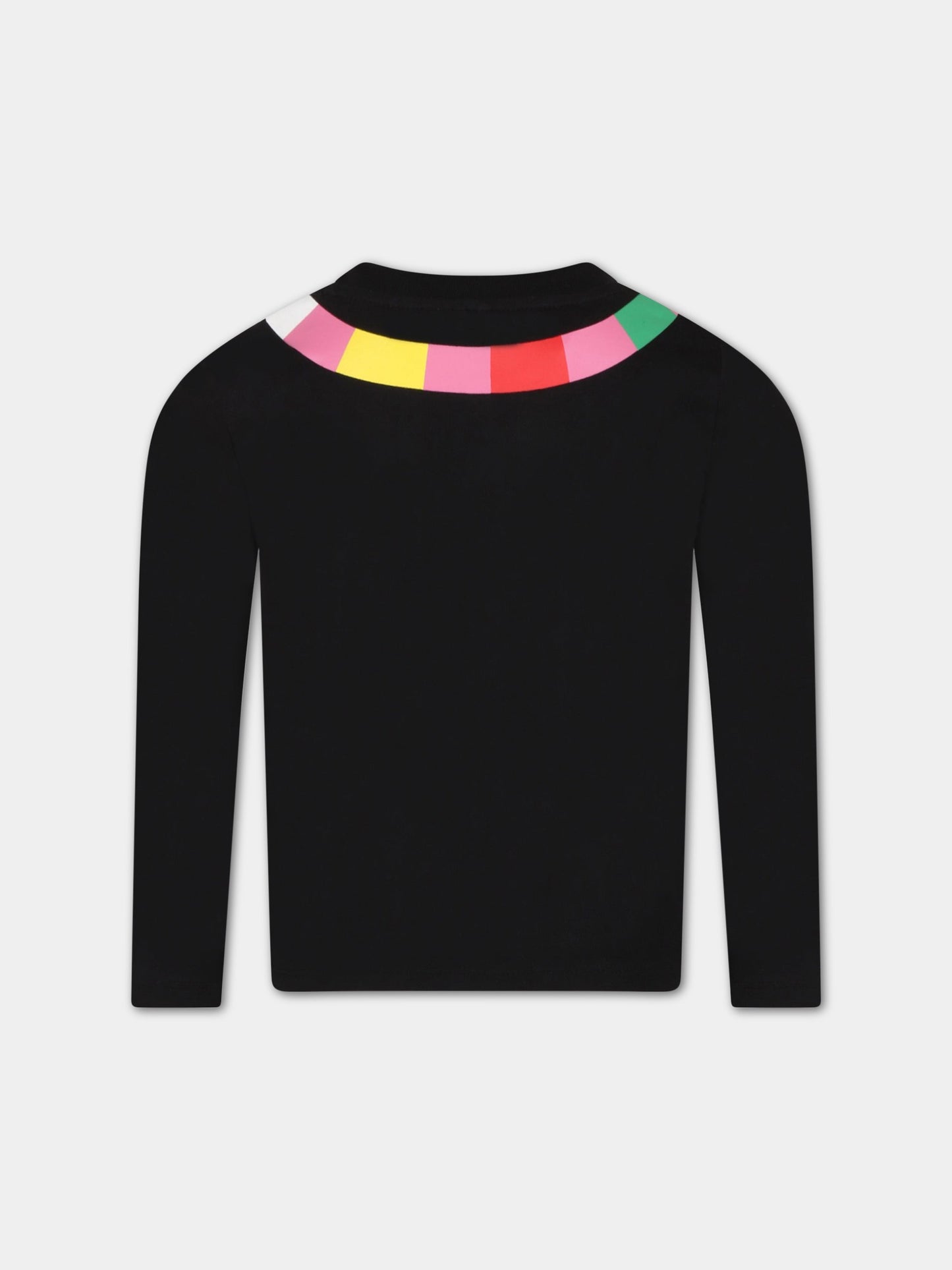 T-shirt nera per bambina con serpente colorato,Stella Mccartney Kids,8R8B30 Z0434 930