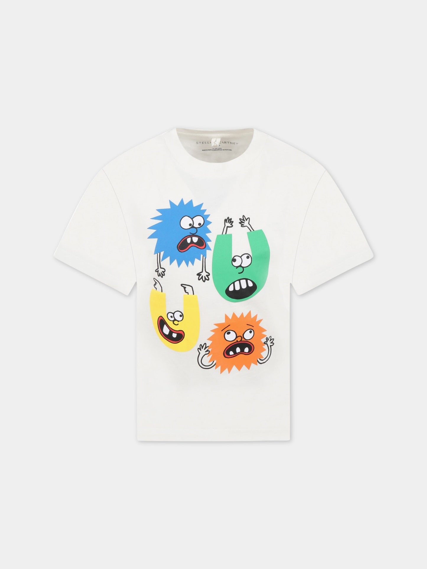 T-shirt bianca per bambino con disegni colorati,Stella Mccartney Kids,8R8P61 Z0434 101