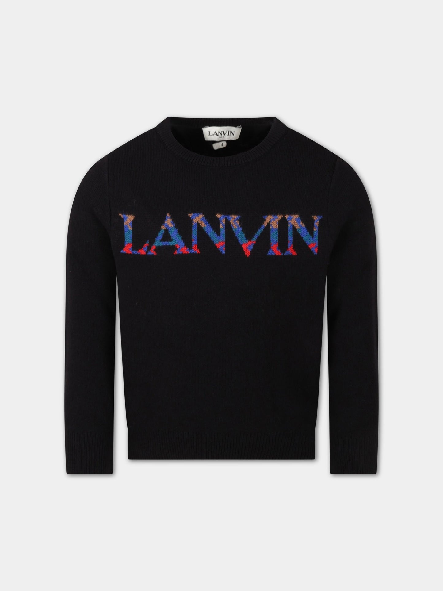 Maglione nero per bambino con logo,Lanvin Petite,N25089 09B