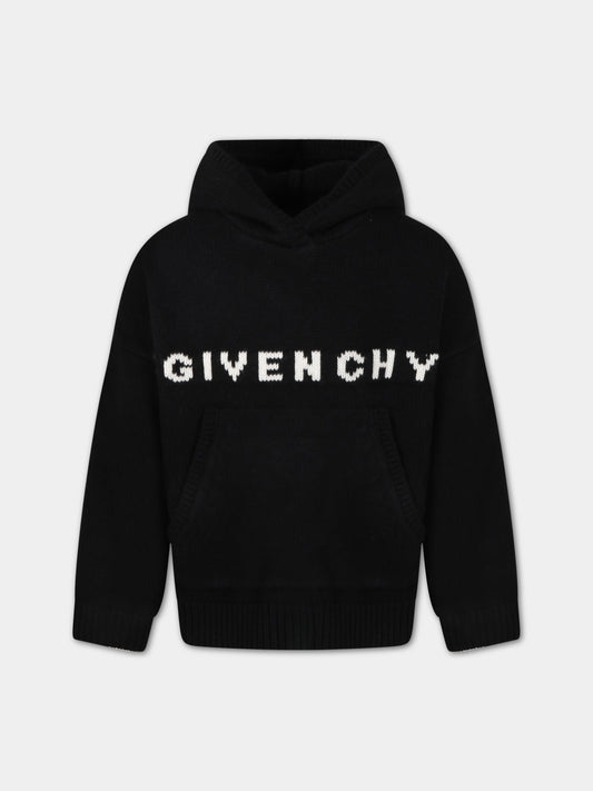 Maglione nero per bambini con logo,Givenchy Kids,H15268 09B