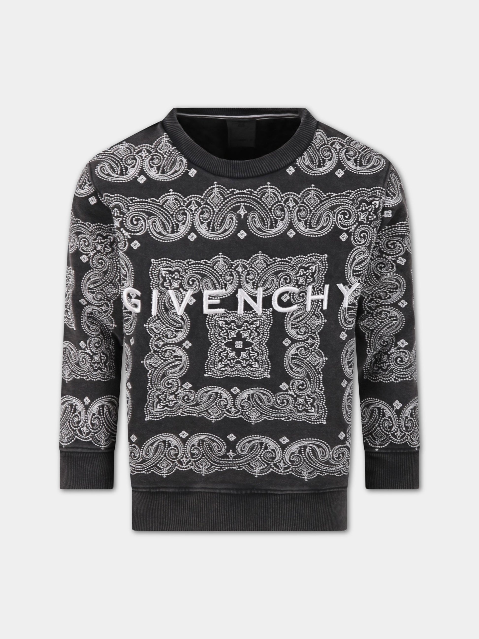 Felpa nera per bambini con logo,Givenchy Kids,H25367 09B