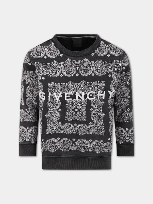 Felpa nera per bambini con logo,Givenchy Kids,H25367 09B