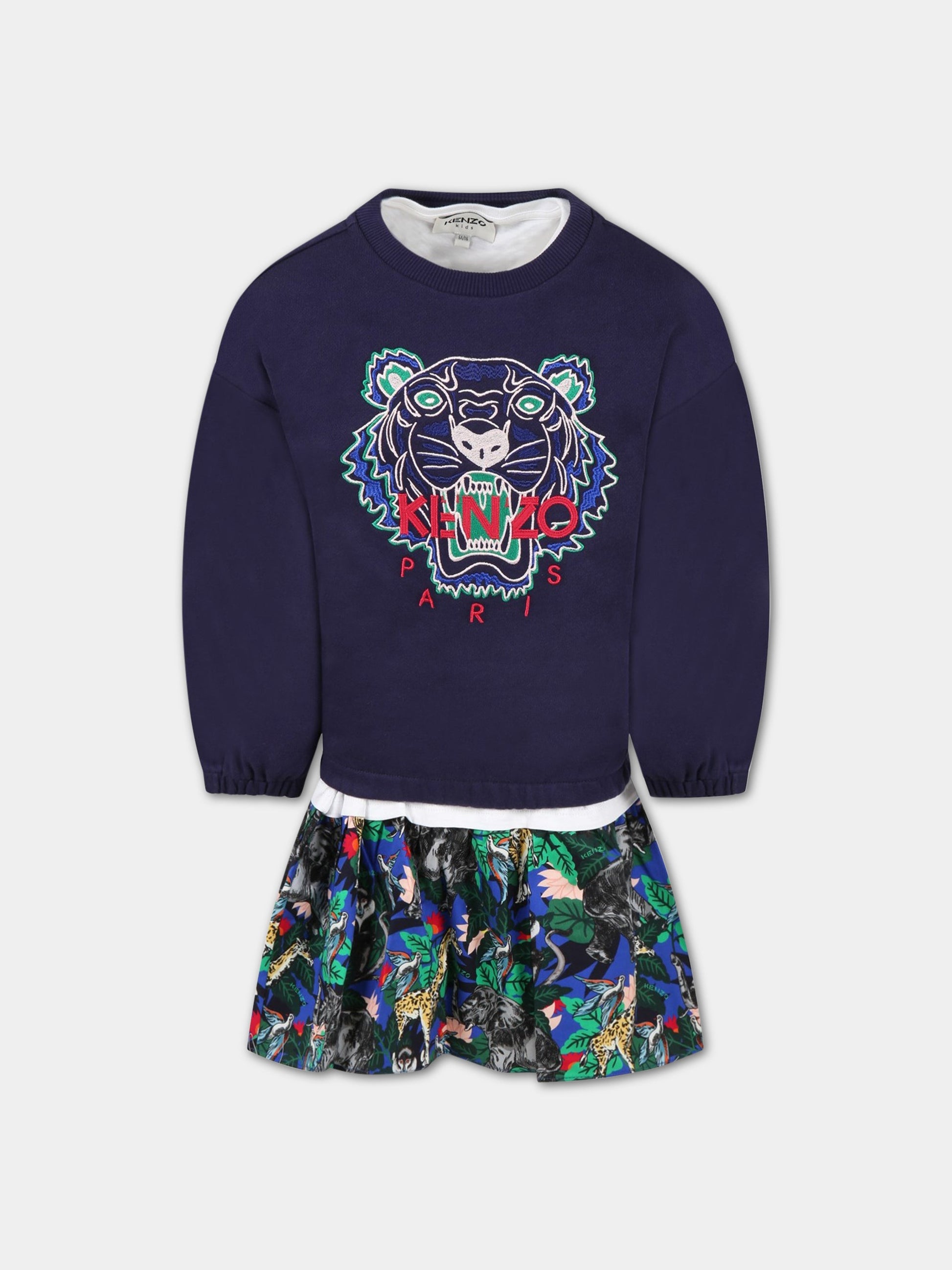 Completo multicolor per bambina con iconica tigre,Kenzo Kids,K12268 868